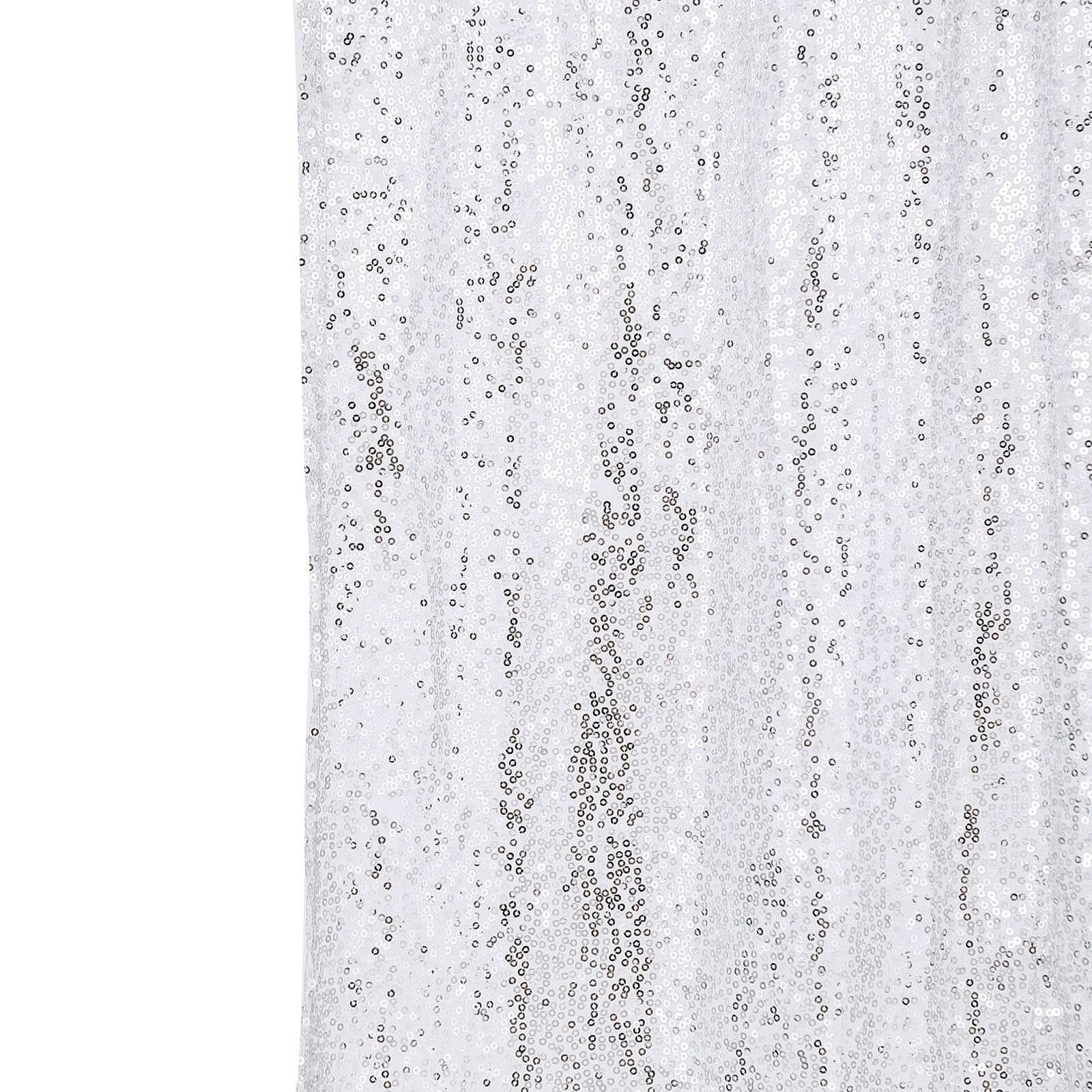 8ftx8ft Silver Sequin Event Curtain Drapes, Backdrop Event Panel