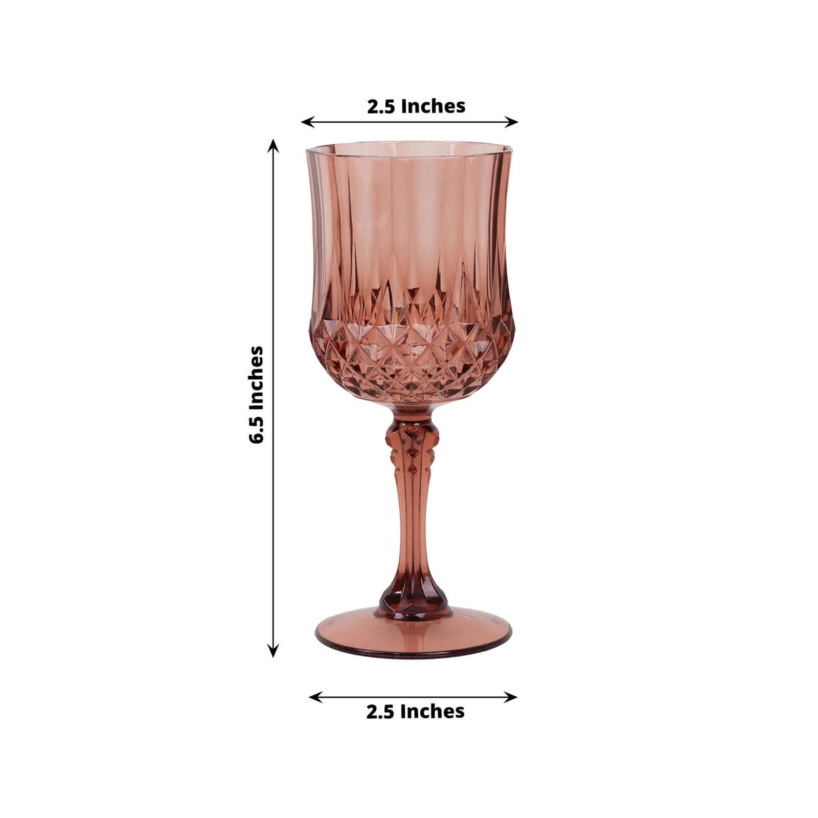 6-Pack Plastic Cocktail Goblets Dusty Rose Transparent Crystal Cut - Shatterproof Drinkware 8oz