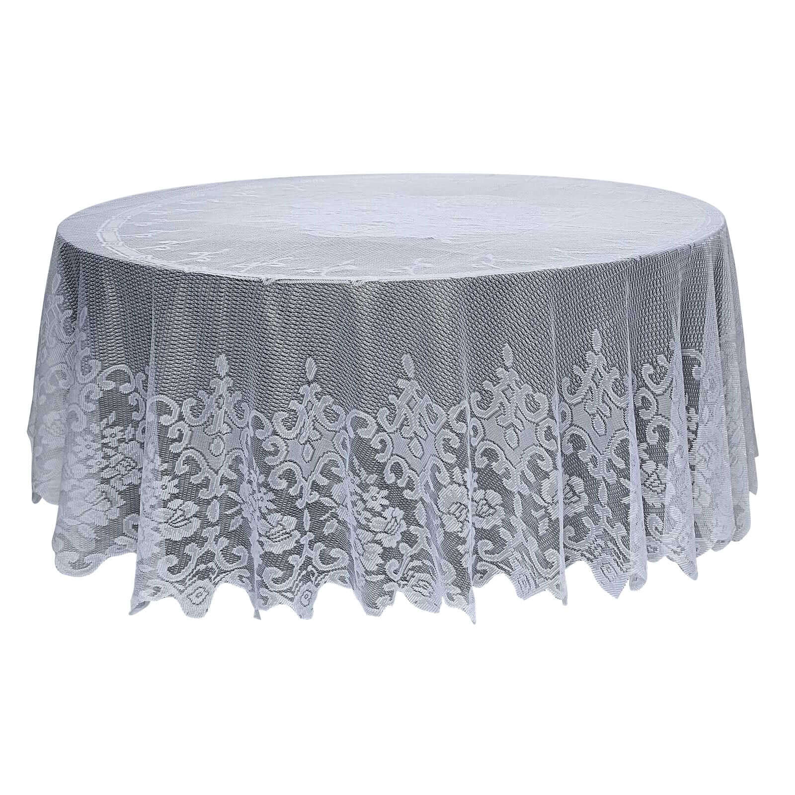 Lace 120 Round Tablecloth White - Seamless Premium Design for Upscale Celebrations