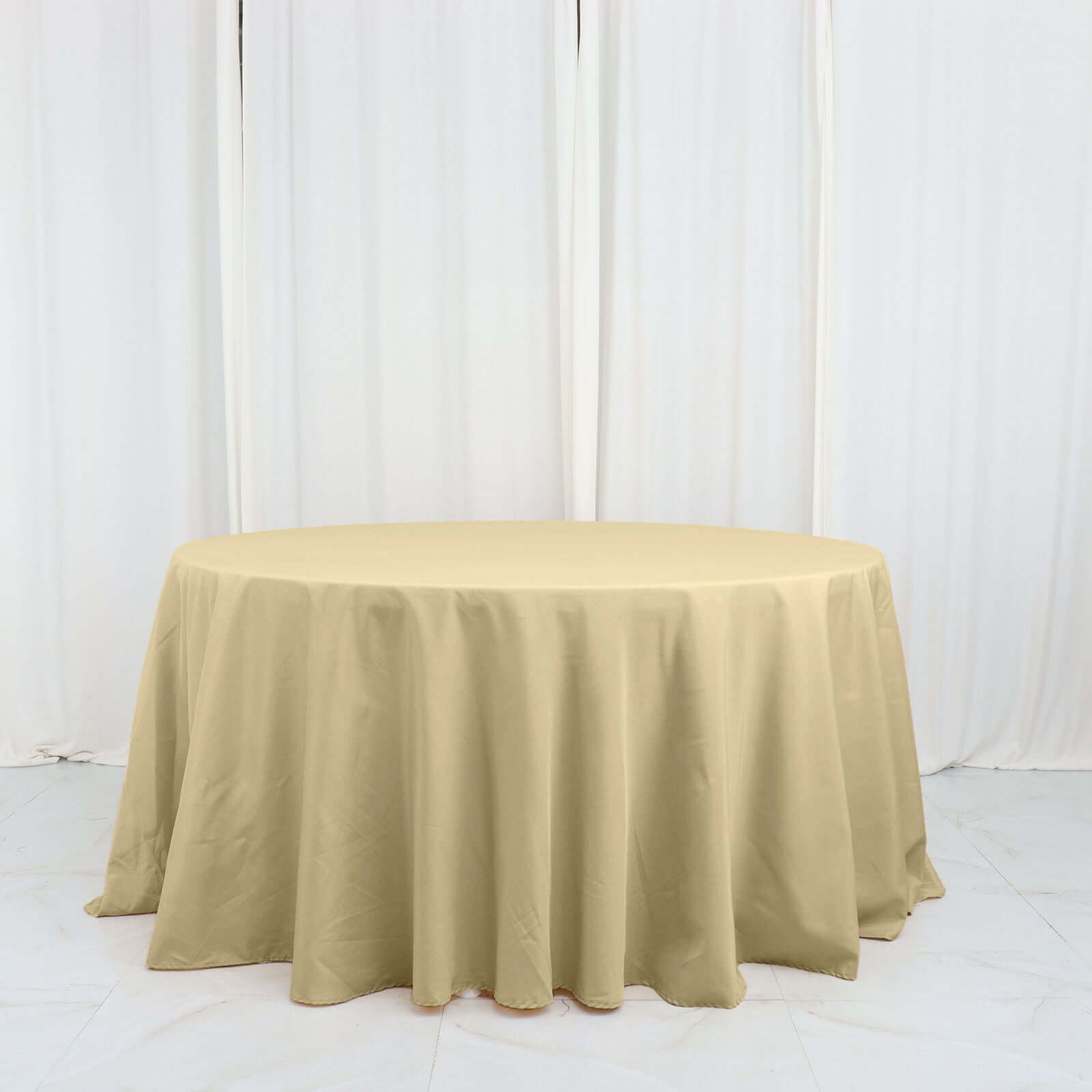 Polyester 132 Round Tablecloth Champagne - Seamless Chic Table Cover