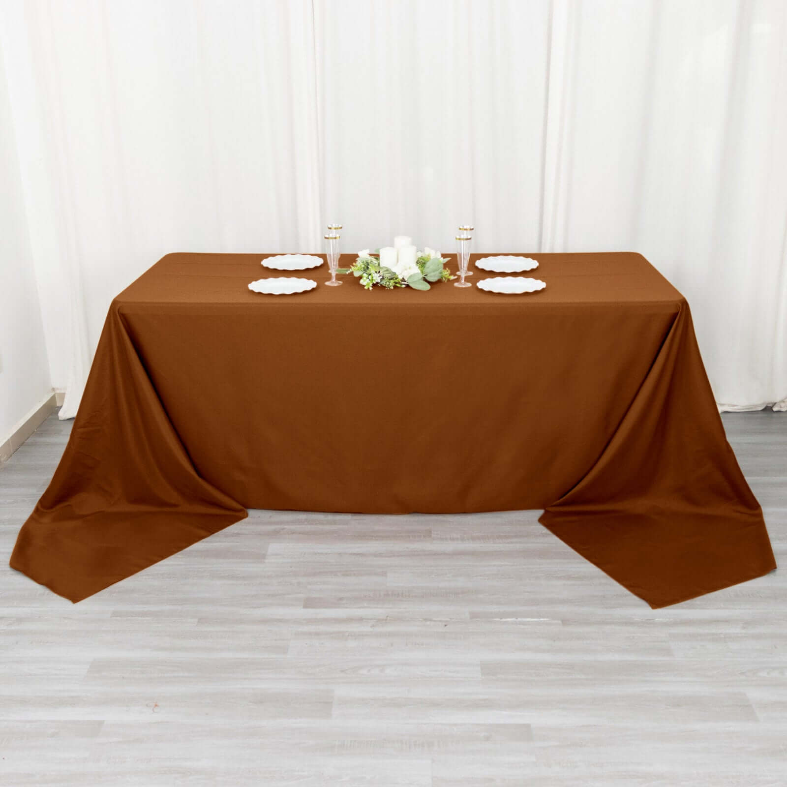 Polyester 90x156 Rectangle Tablecloth Cinnamon Brown - Seamless Wrinkle-Resistant Table Cover