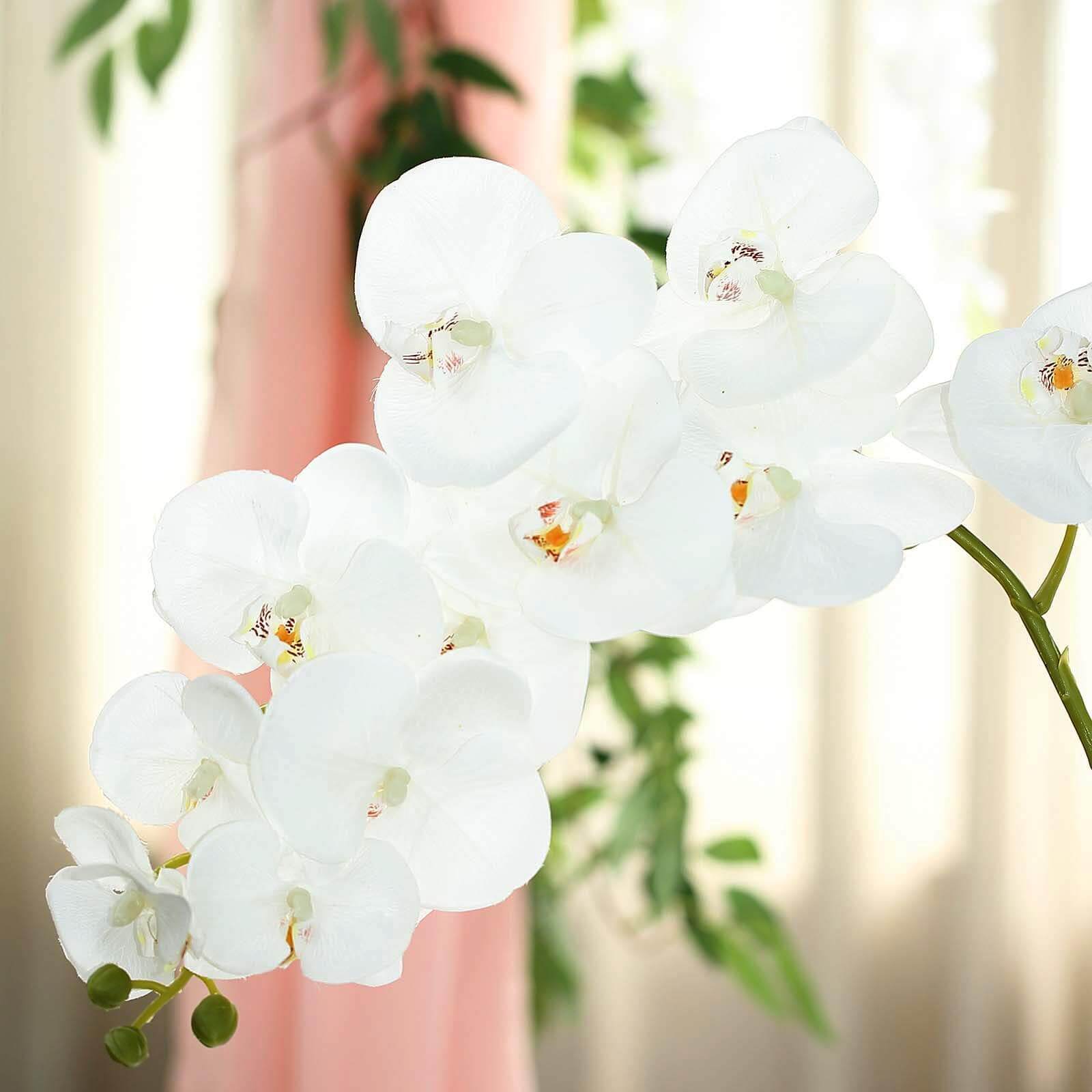 2 Stems 40 Tall White Artificial Silk Orchid Flower Bouquets