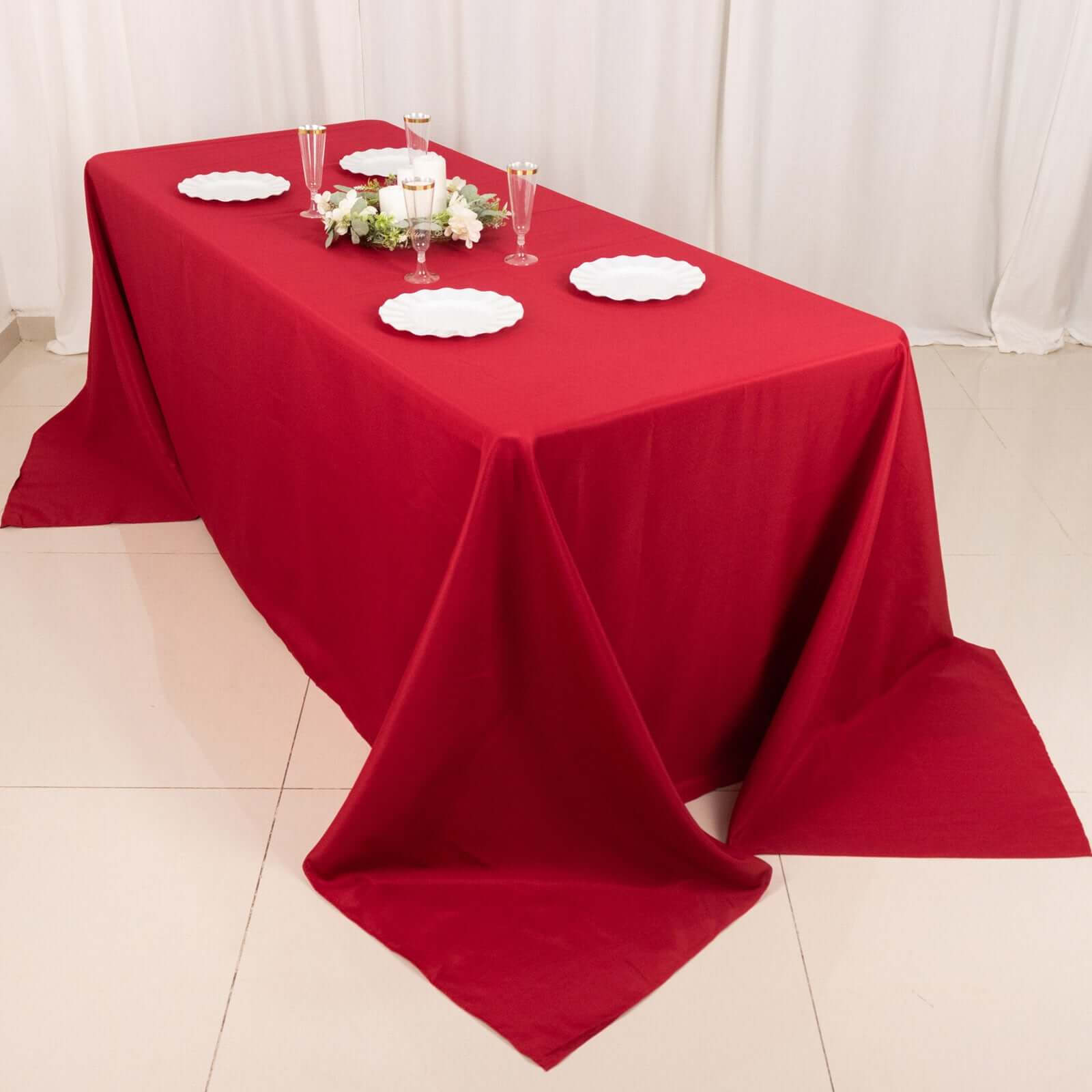 Polyester 90x132 Rectangle Tablecloth Wine - Seamless Wrinkle-Resistant Table Cover