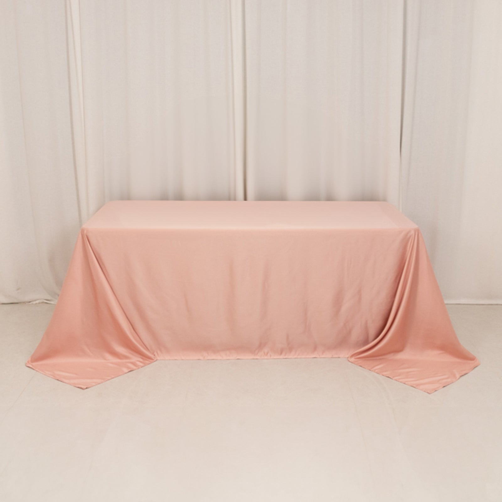 Lamour Satin 90x132 Rectangle Tablecloth Dusty Rose - Soft & Silk-Like Seamless Table Cover