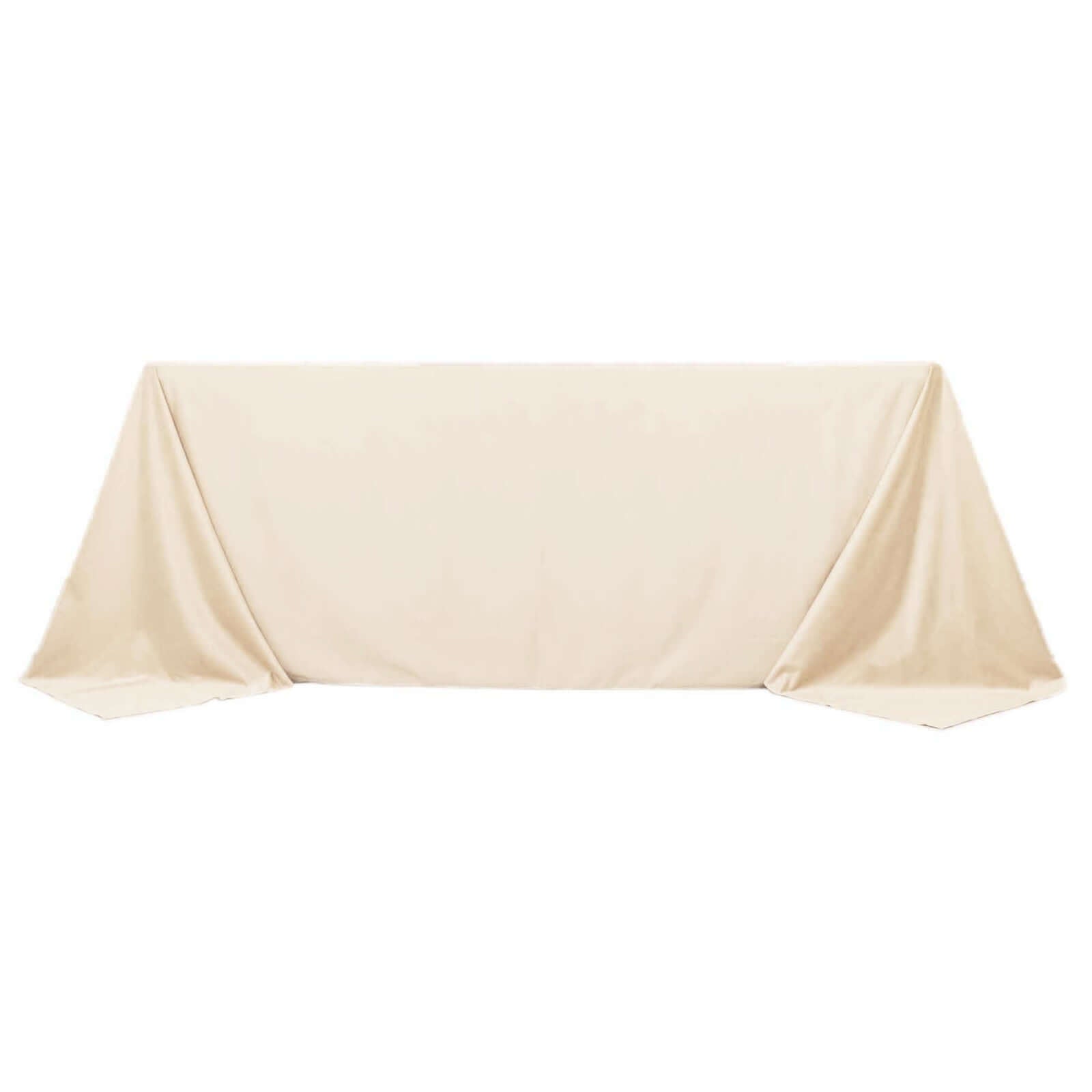 Premium Scuba Rectangular 90x132 Tablecloth Beige - Wrinkle Free, Stain Resistant & Seamless Table Cover