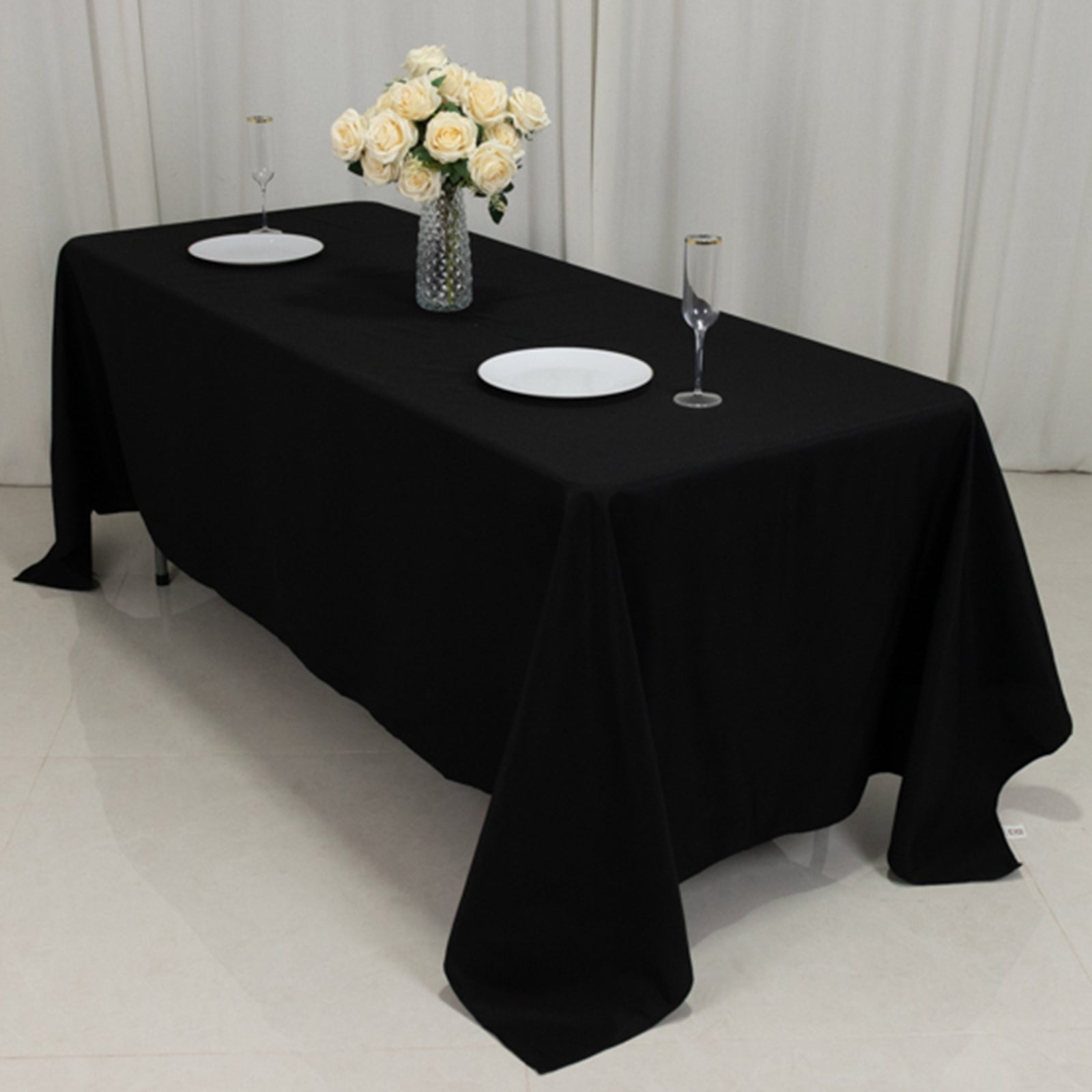 Fire Retardant Premium Polyester 72x120 Rectangular Tablecloth Black - High-Performance Table Cover