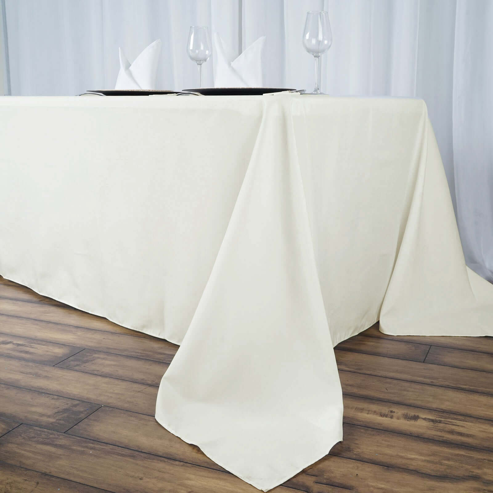 Premium Polyester 90x156 Rectangle Tablecloth Ivory - Seamless 220GSM Stain-Resistant Table Cover