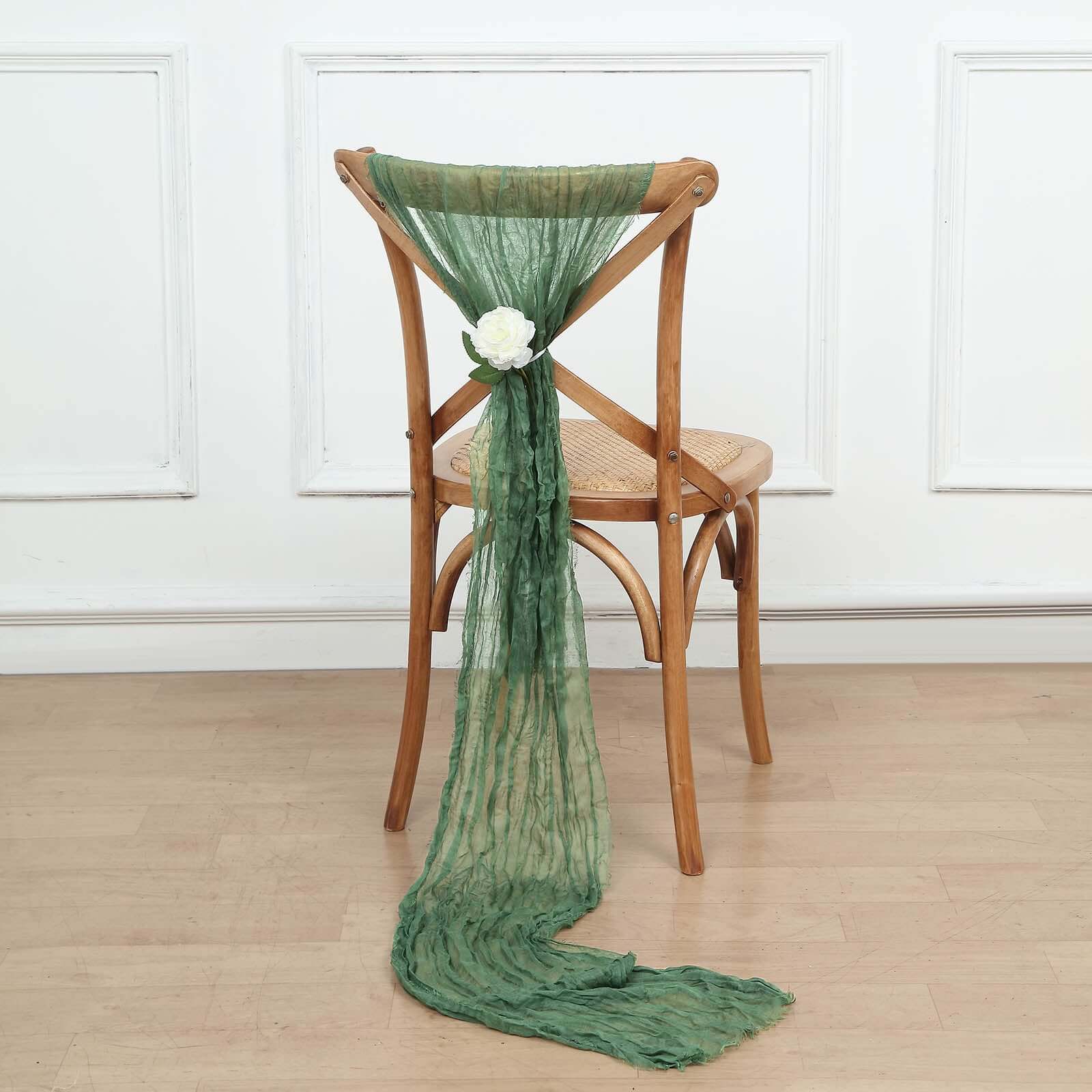 5 Pack Cheesecloth Gauze 16x88 Chair Sashes Olive Green - Boho Chair Decorations