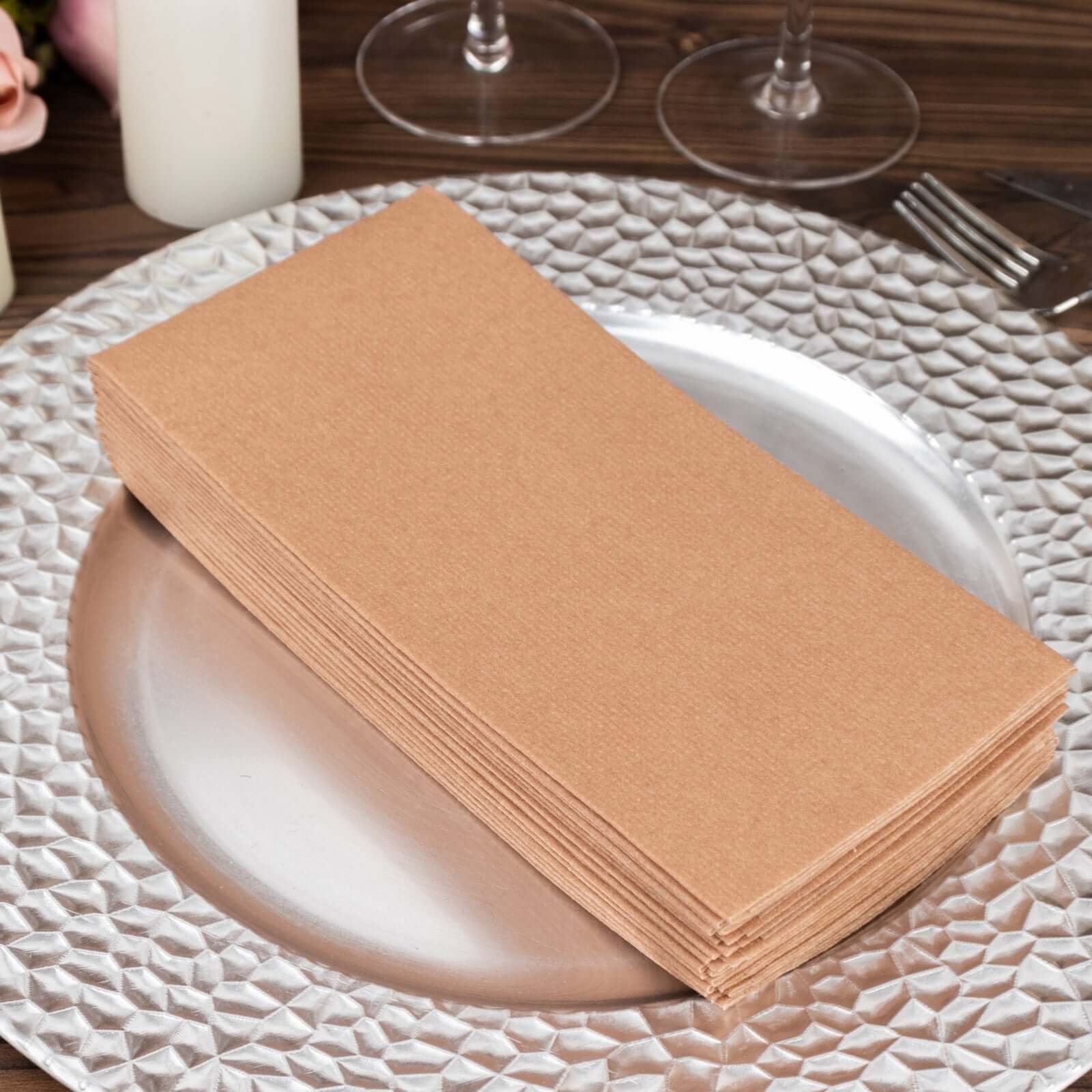 20-Pack Paper Linen-Like Napkins Terracotta (Rust) - Disposable Hygienic Airlaid Guest Towels 8.5x4