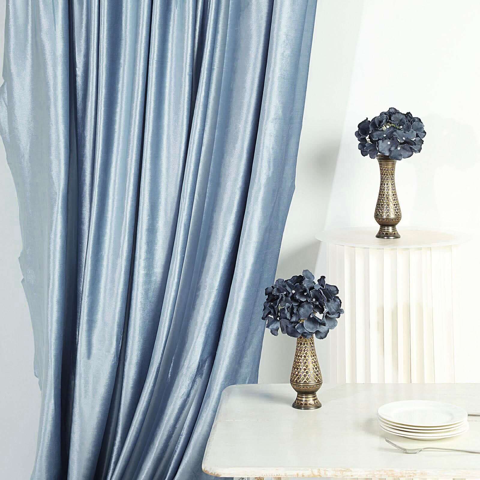 8ftx8ft Dusty Blue Premium Smooth Velvet Event Curtain Drapes, Privacy Backdrop Event Panel with Rod Pocket