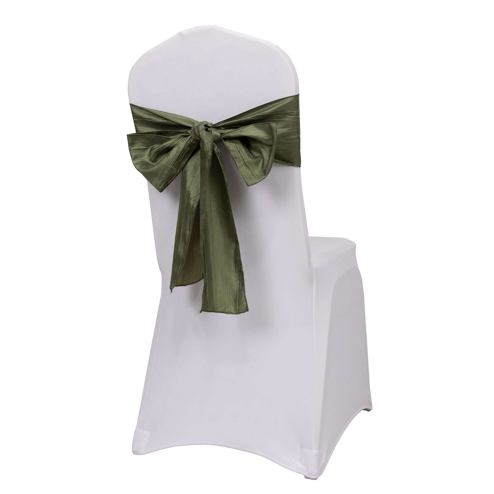 5 Pack Taffeta 6x106 Chair Sashes Dusty Sage Green Accordion Crinkle Texture - Stylish Decor for Weddings & Gatherings