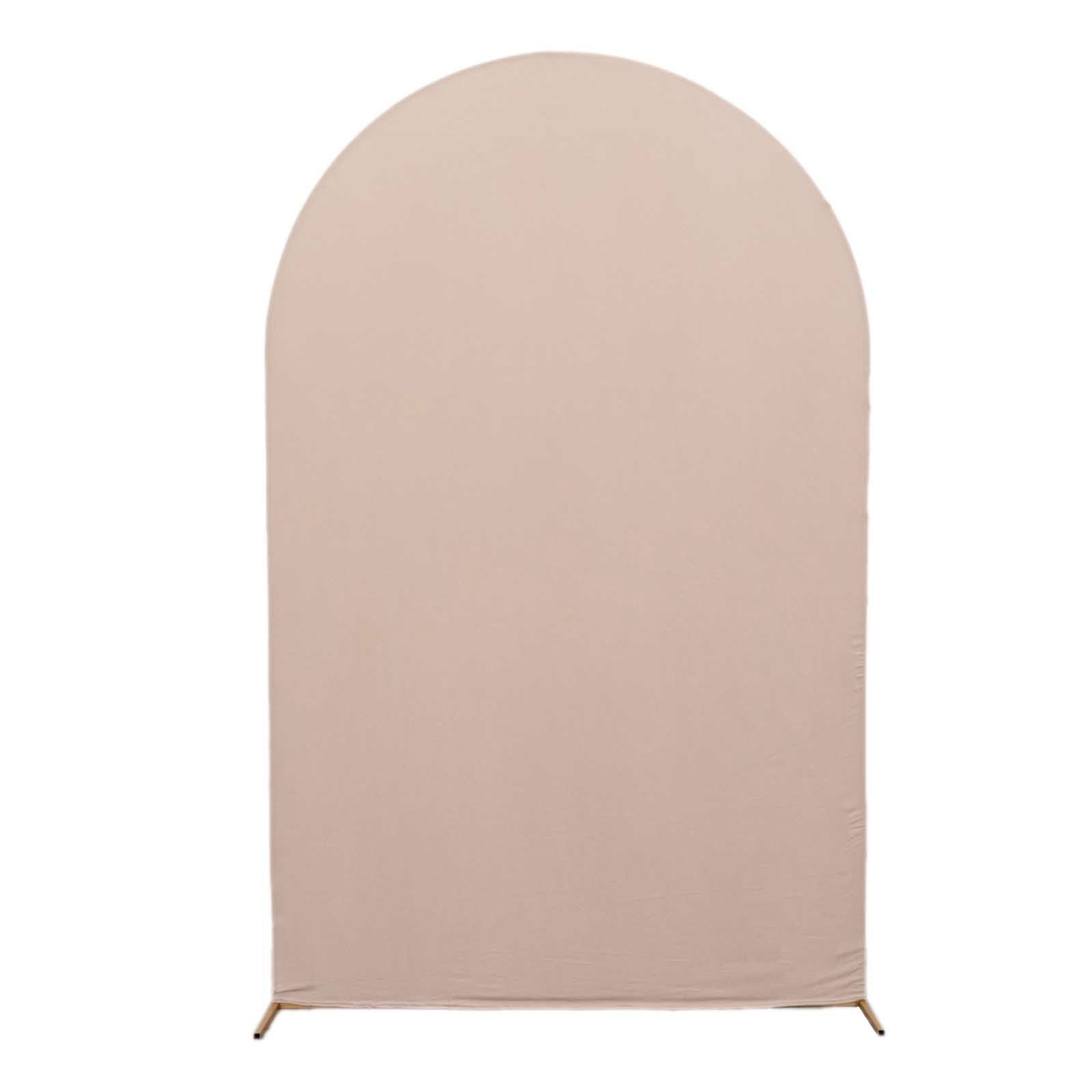 8ft Matte Nude Spandex Fitted Wedding Arch Cover For Round Top Chiara Backdrop Stand