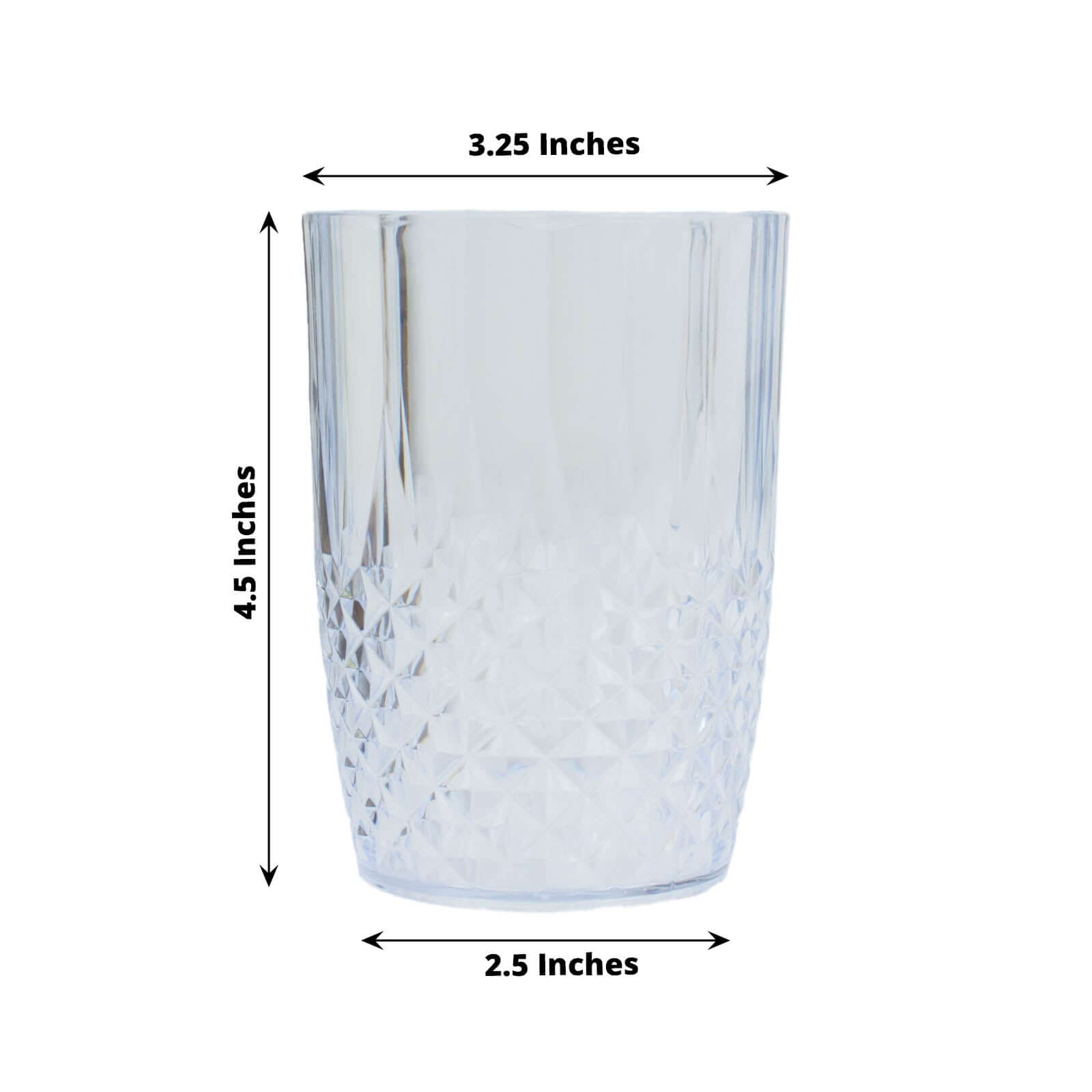 6-Pack Plastic Short Tumblers Clear Crystal Cut Style - Reusable All-Purpose Glasses 16oz