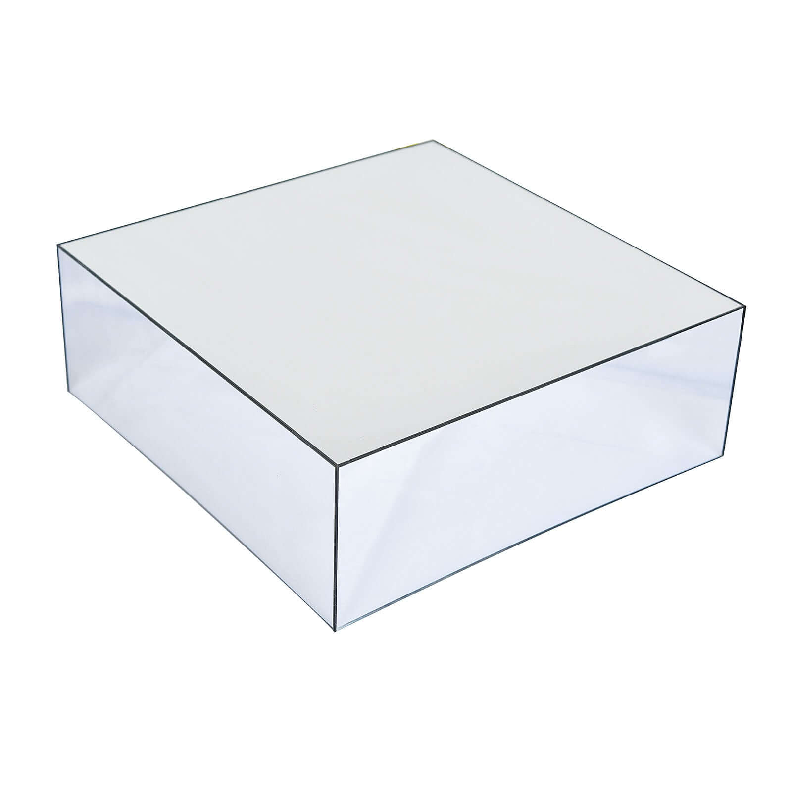 Acrylic Cake Box Stand Pedestal Riser Mirror Finish Silver - Display for Desserts and Events 14x14