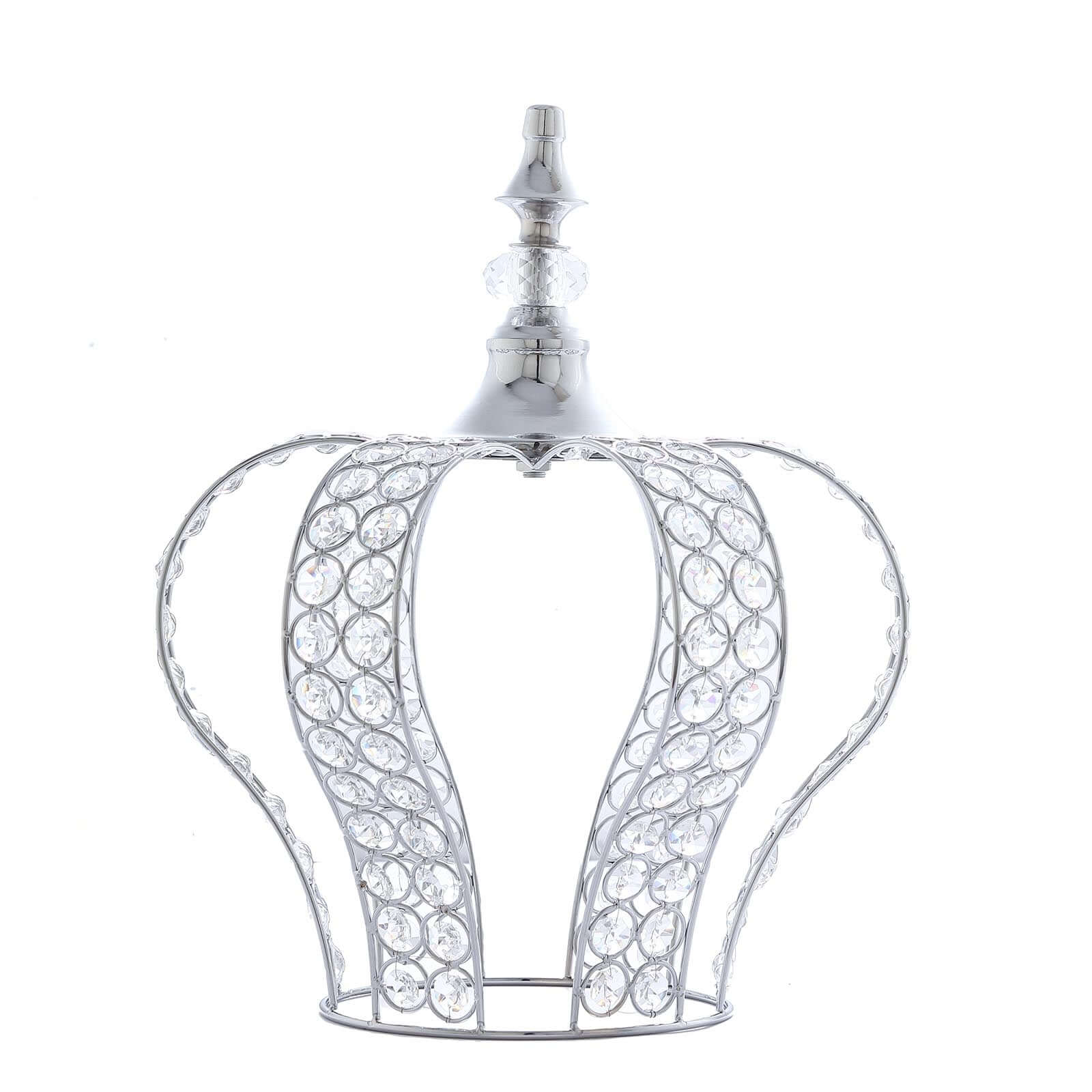 Crystal-Bead Royal Crown Cake Topper Metallic Silver - Dazzling Cake Centerpiece Decor for Luxurious Birthdays Receptions & Romantic Celebrations 14