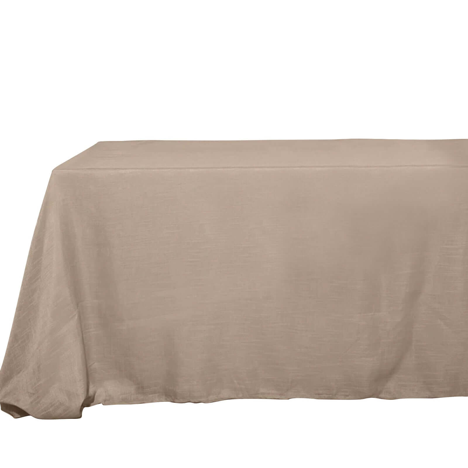 Faux Linen 90x156 Rectangular Tablecloth Taupe - Slubby Texture Wrinkle-Resistant Seamless Table Cover