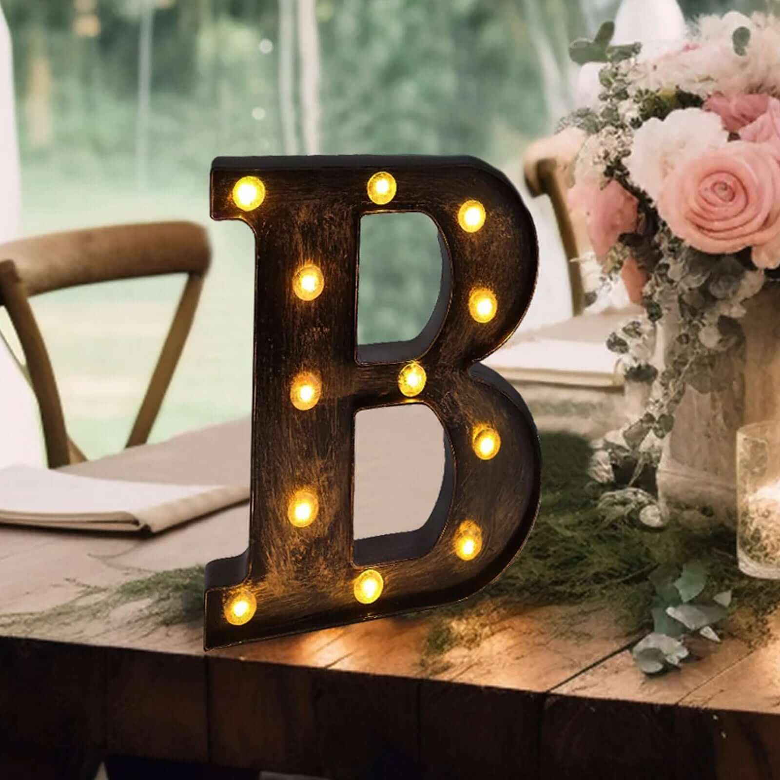 LED Marquee Letter B Industrial Style Antique Black - Light-Up Alphabet Sign for Weddings & Displays 9