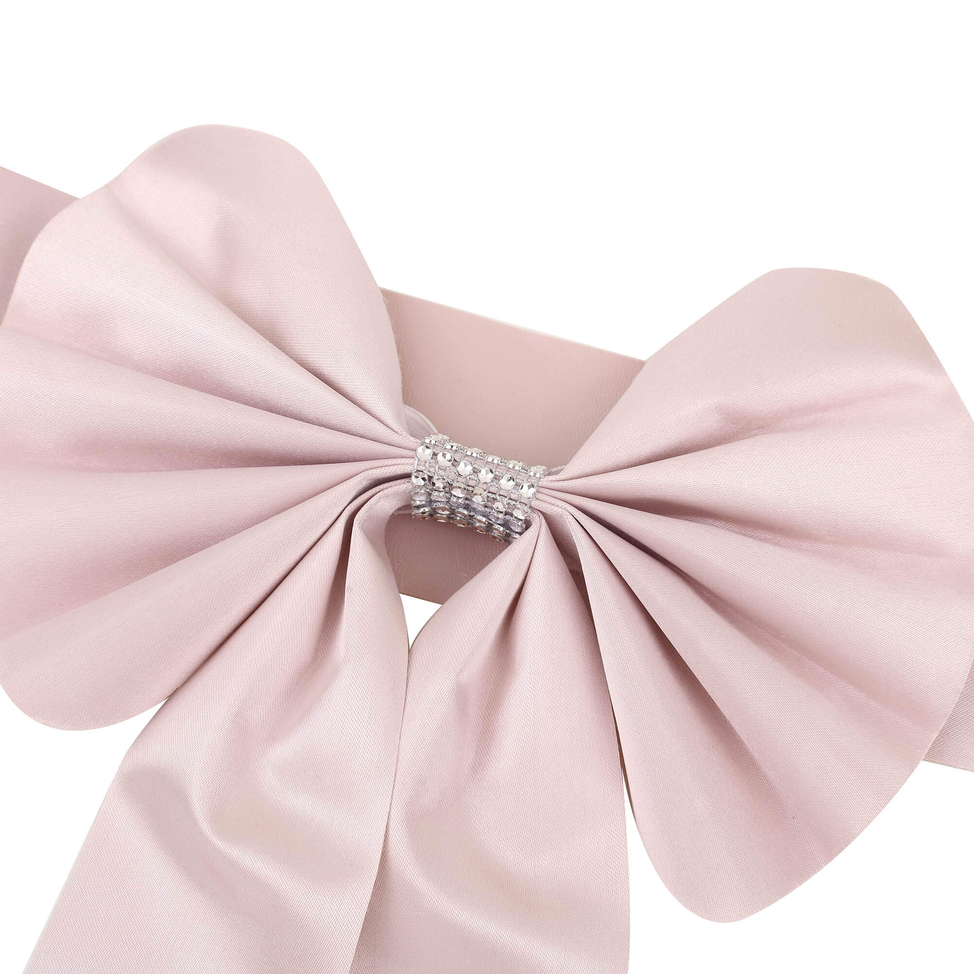 5 Pack Satin Faux Leather Chair Sashes Blush - Durable Double Sided Pre-tied Bow Tie Chair Bands with Diamond Rhinestone Buckles