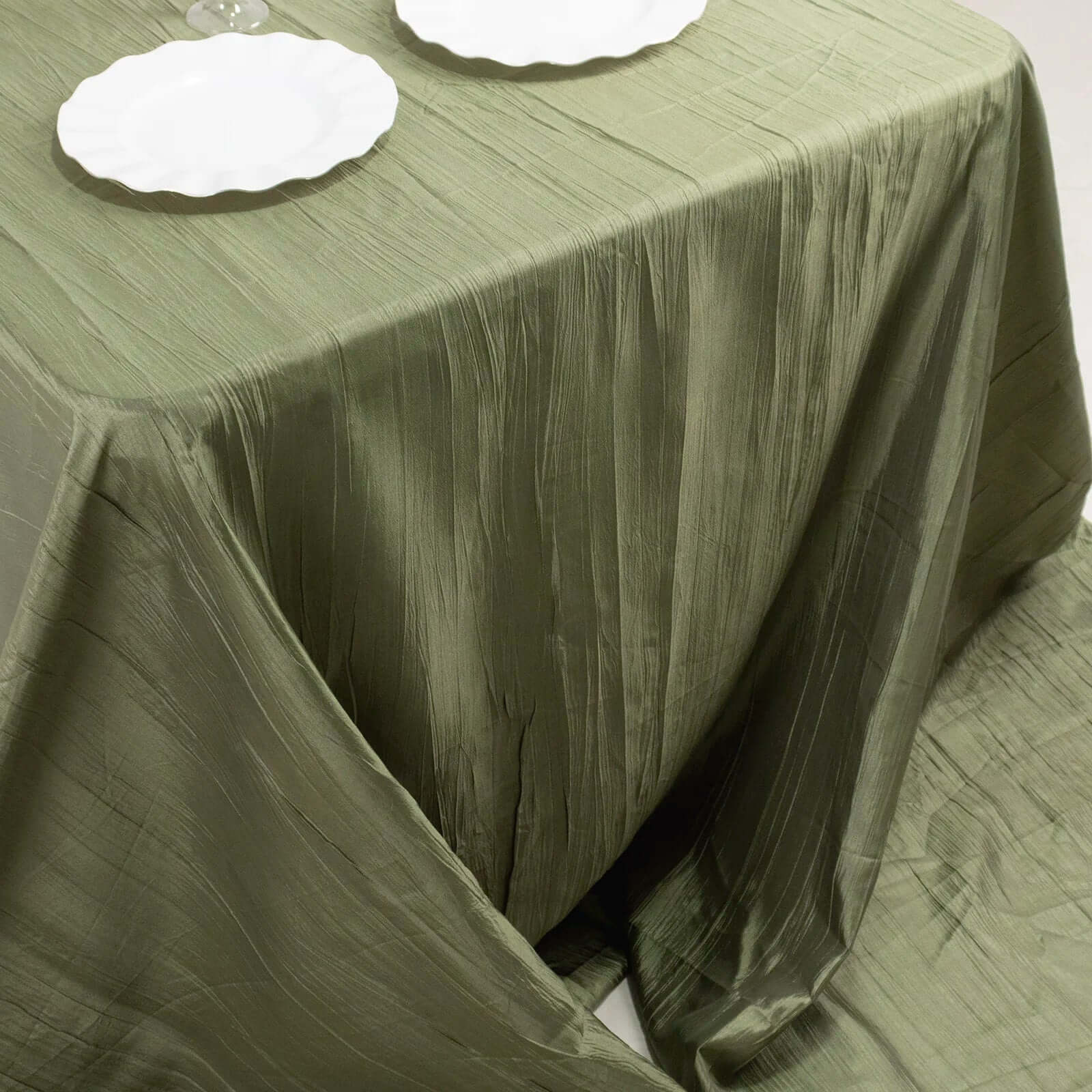 Taffeta 90x156 Rectangle Tablecloth Dusty Sage Green - Accordion Crinkle Seamless Table Cover