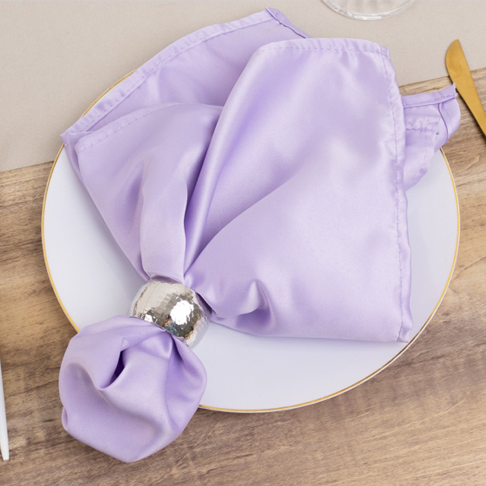 5 Pack Lamour Satin 20x20 Napkins Lavender - Soft Matte Finish Dinner Napkins