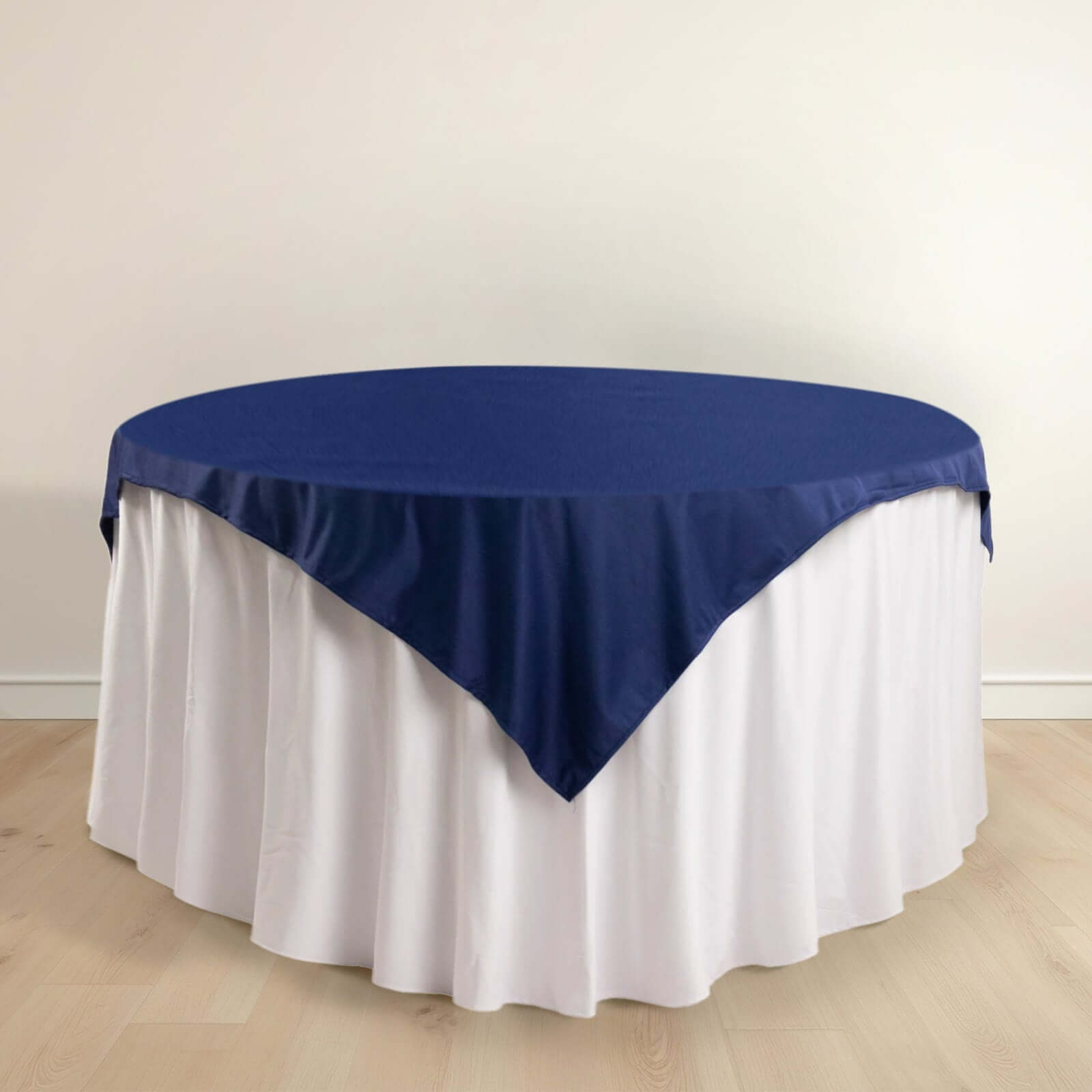 Premium Scuba 54x54 Table Overlay Square Tablecloth Navy Blue - Wrinkle Free & Stain Resistant Table Cover