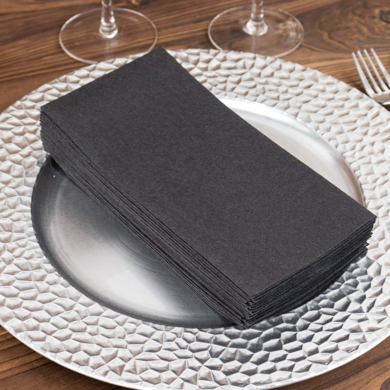 20-Pack Paper Linen-Like Napkins Black - Disposable Hygienic Airlaid Guest Towels 8.5x4