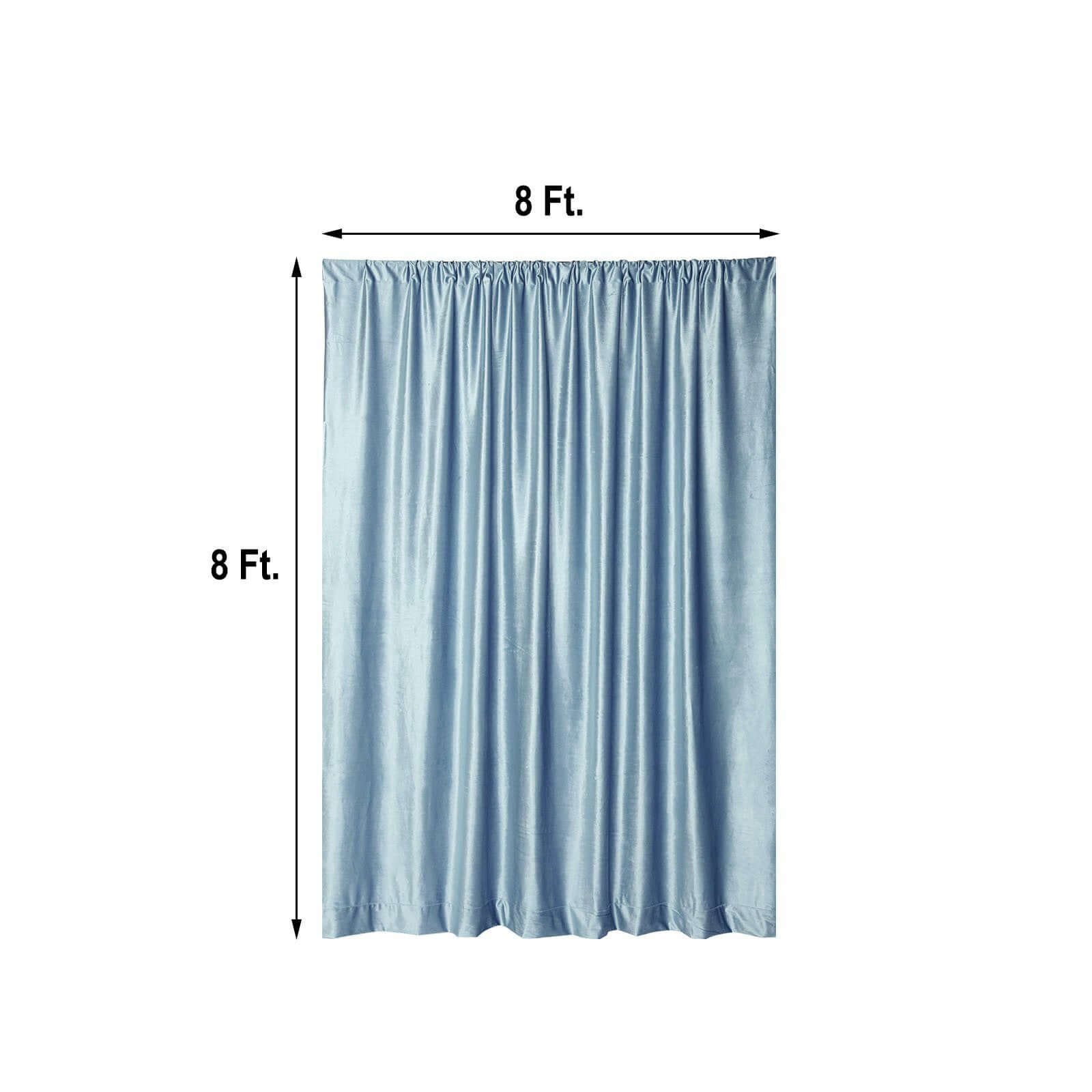 8ftx8ft Dusty Blue Premium Smooth Velvet Event Curtain Drapes, Privacy Backdrop Event Panel with Rod Pocket