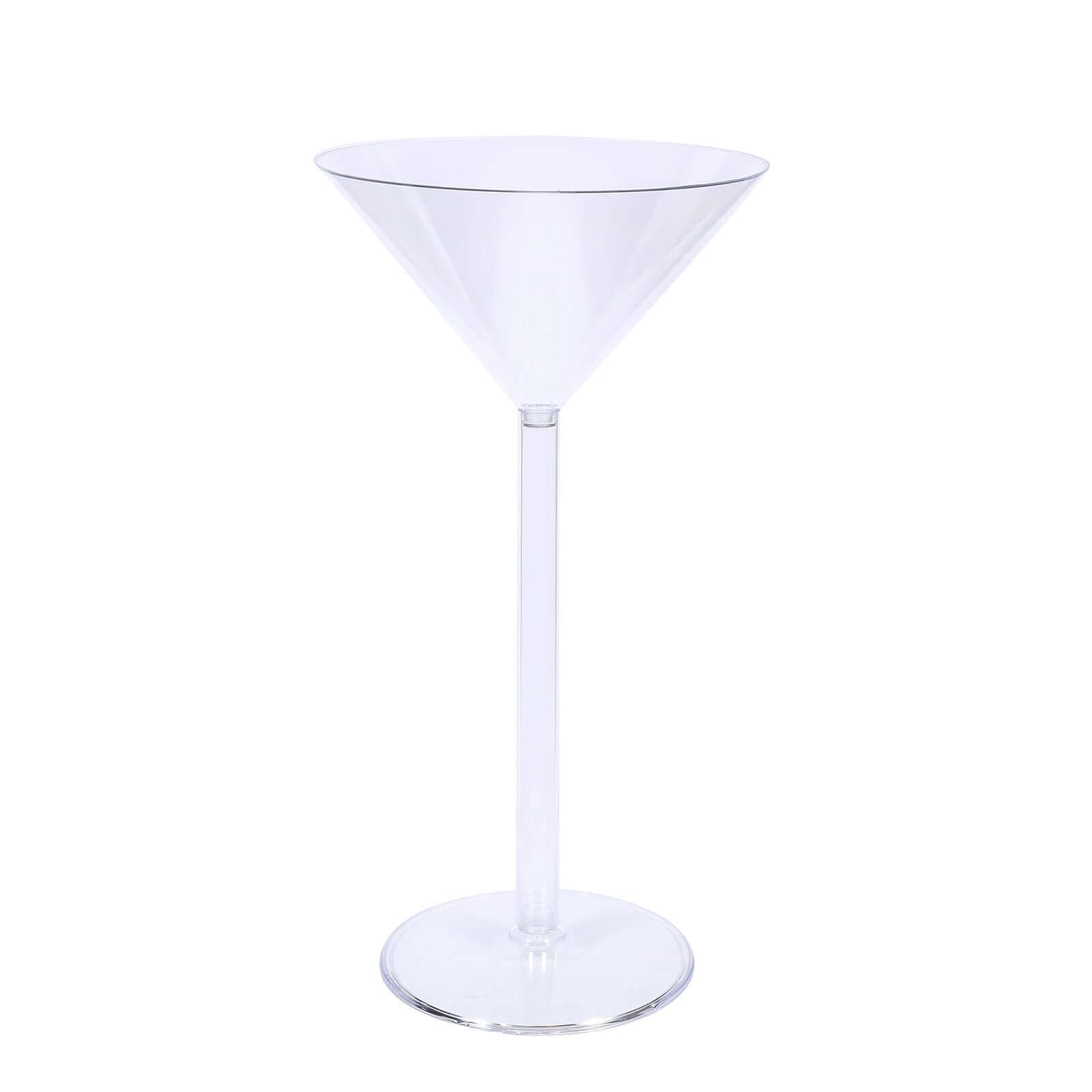 4-Pack Plastic Flower Vases Martini Glass Design Clear - Fillable Long Stem Event Centerpieces 18