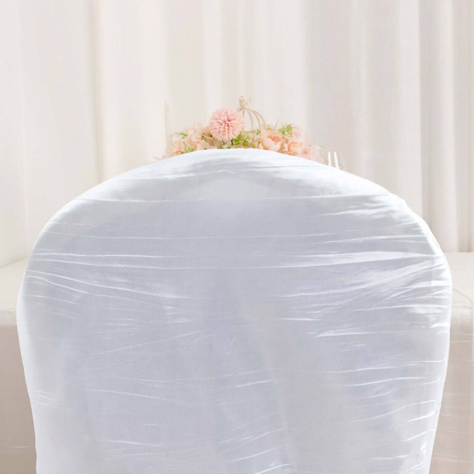 Crinkle Crushed Taffeta Chair Cover for Banquet Chairs White - Reusable Chic Wedding Decor