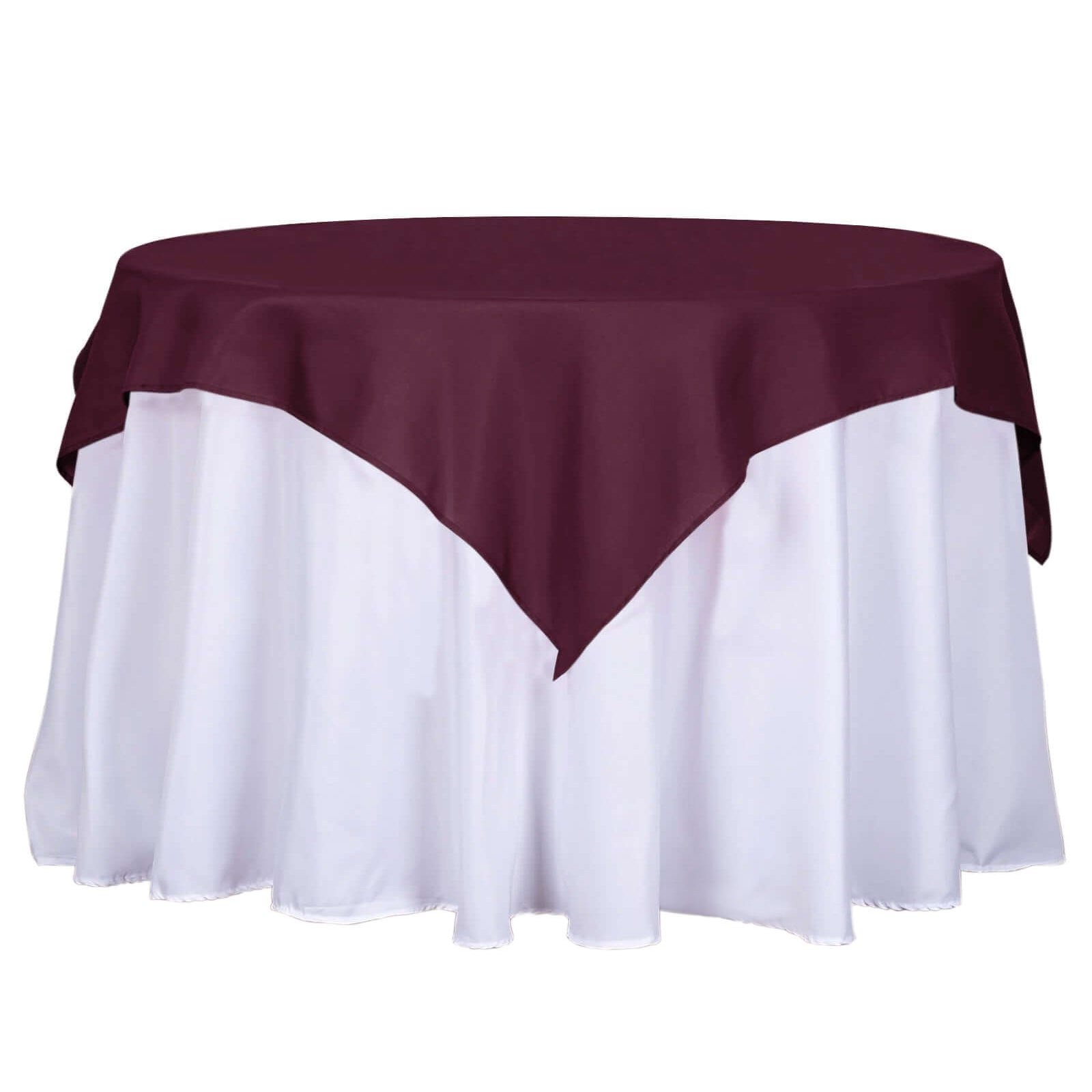 Polyester 54x54 Table Overlay Square Tablecloth Burgundy - Wrinkle-Resistant & Durable Table Cover