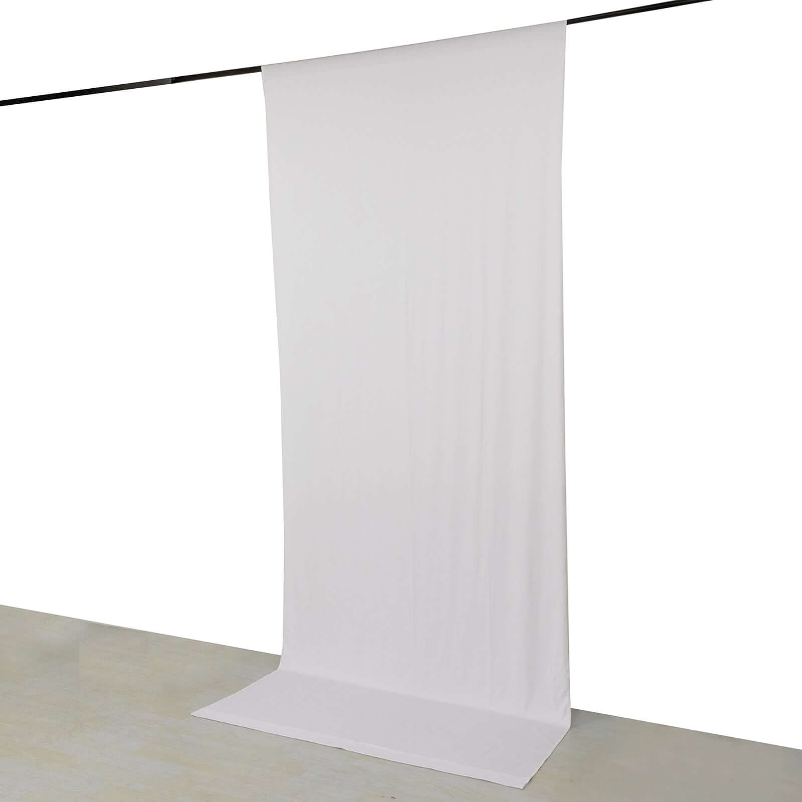 White 4-Way Stretch Spandex Event Curtain Drapes, Wrinkle Free Backdrop Event Panel with Rod Pockets - 5ftx12ft