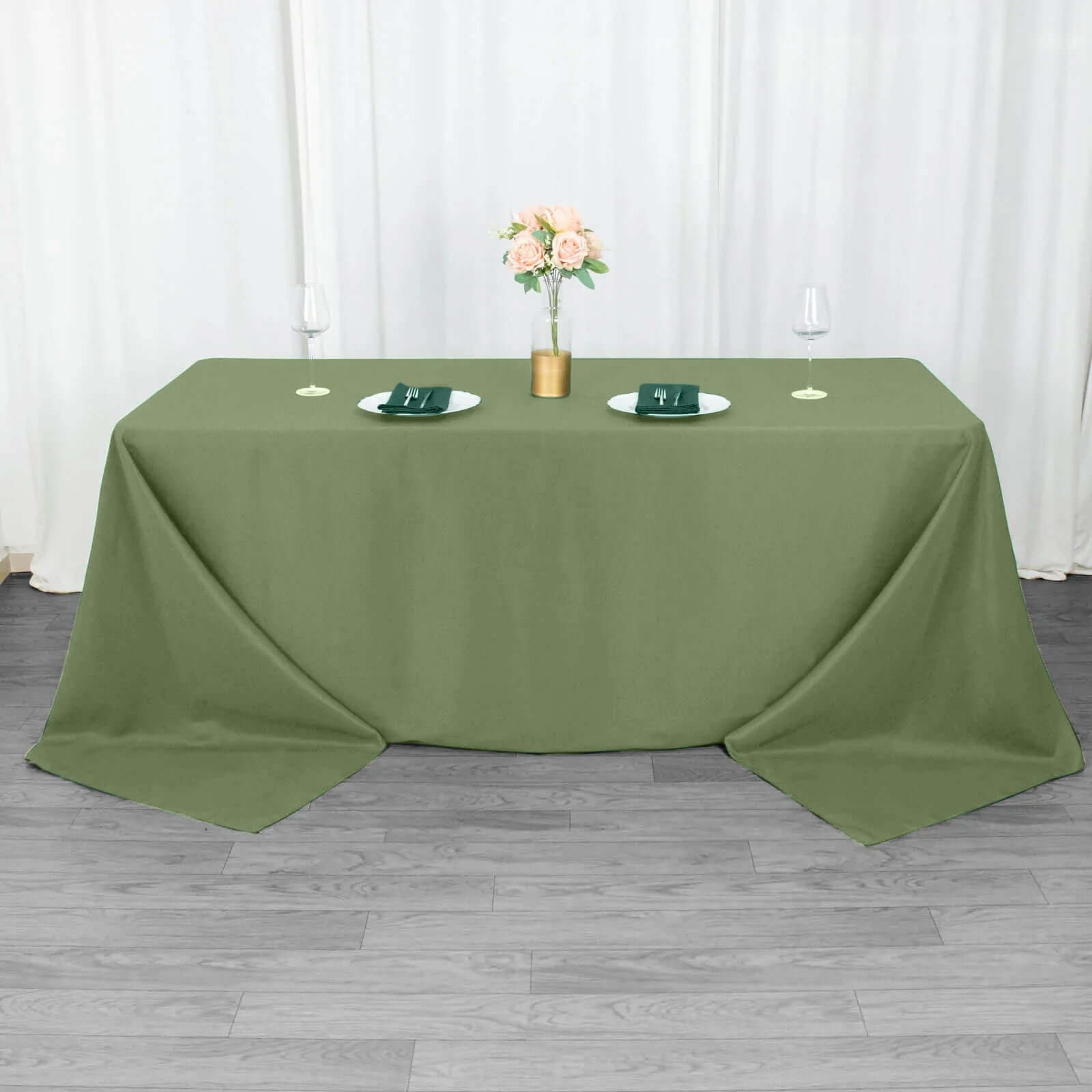 Premium Polyester 90x132 Rectangle Tablecloth Dusty Sage Green - Seamless 220GSM Stain-Resistant Table Cover