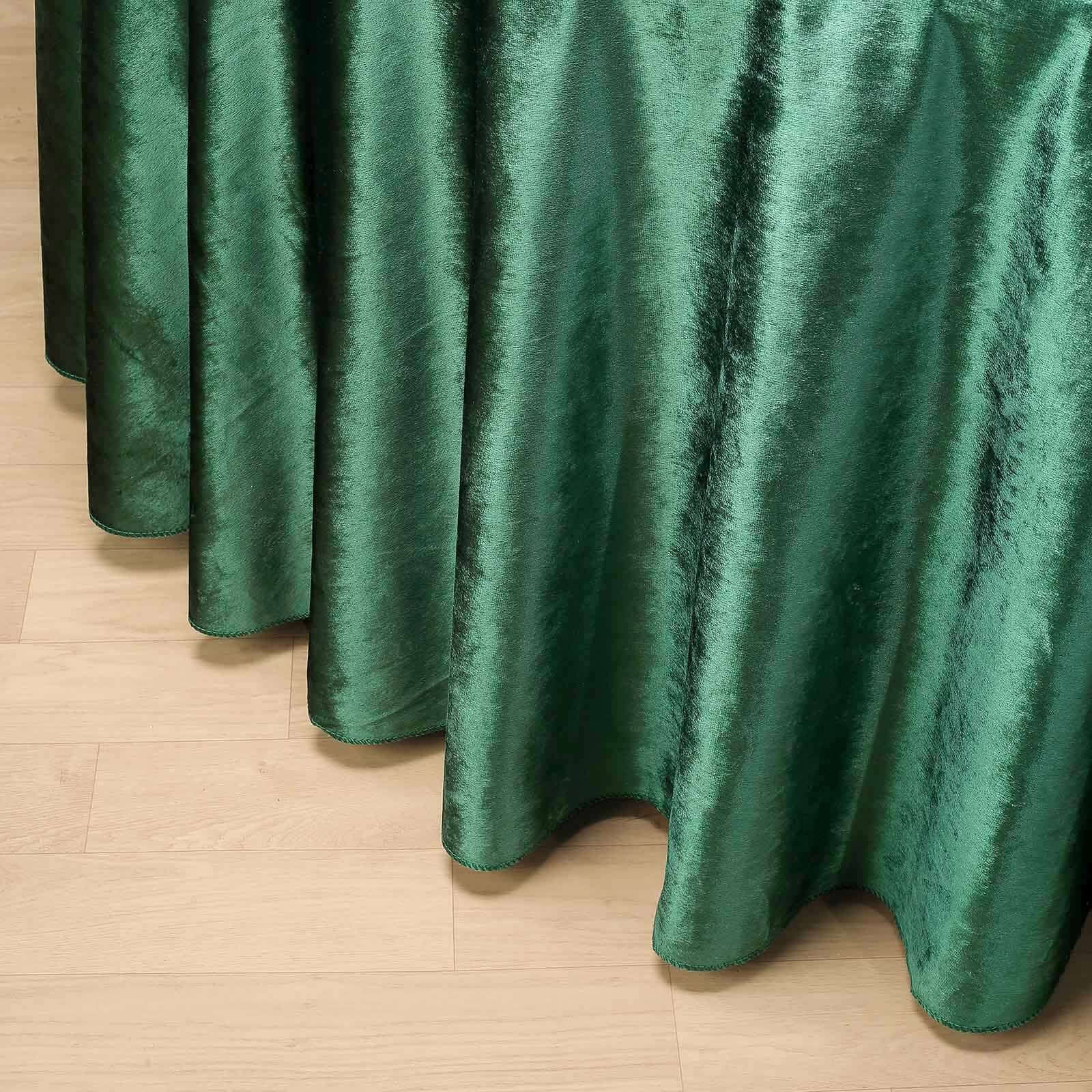 Premium Velvet 120 Round Tablecloth Hunter Emerald Green - Reusable Soft & Seamless Table Cover