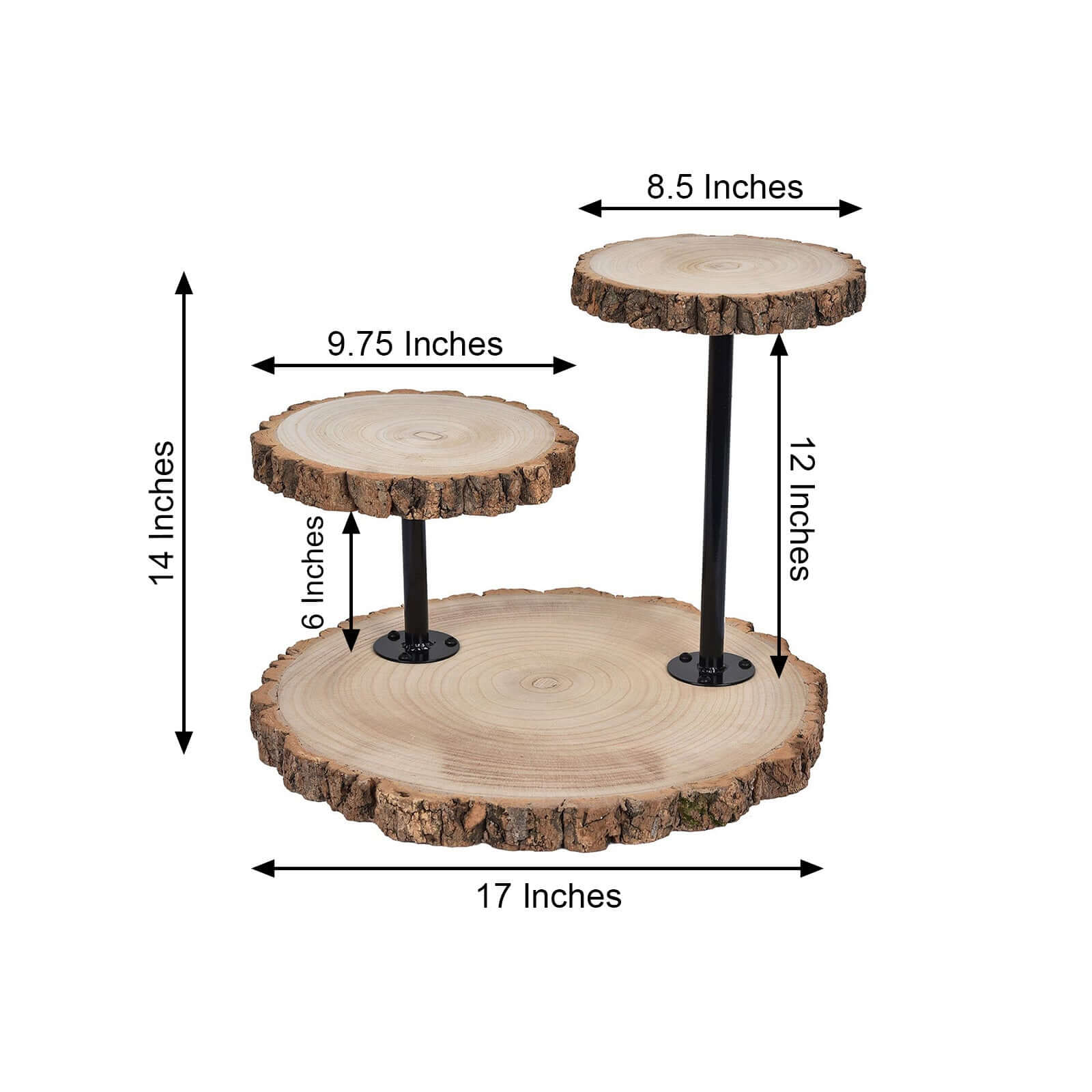 3-Tier Wooden Cheese Board Stand Natural Wood Slice Design - Rustic Cupcake Centerpiece with Assembly Tools 14