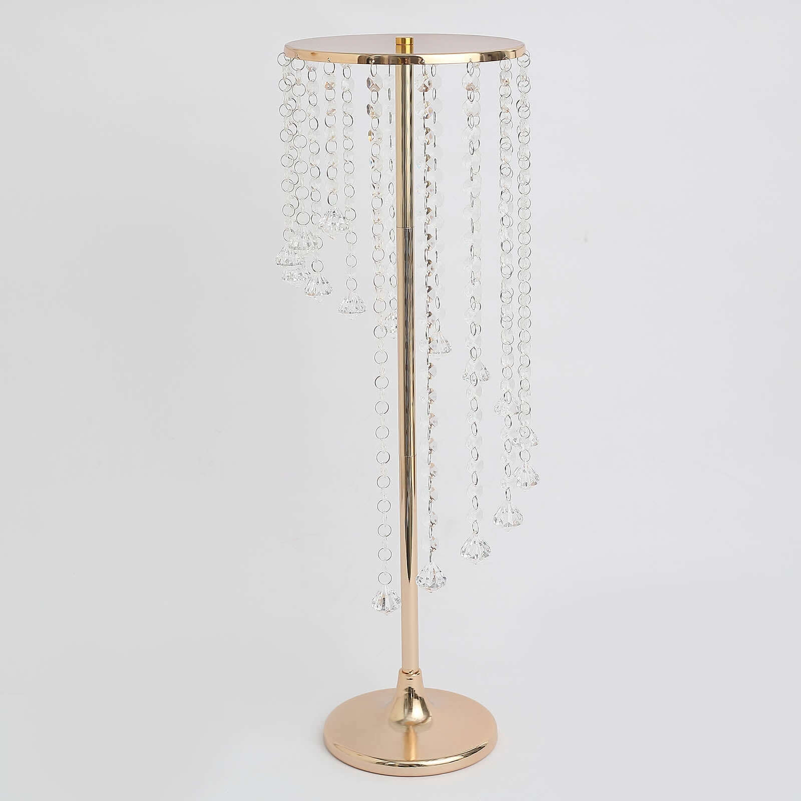 2-Pack Metal Flower Stand Gold with Spiral Hanging Beads - Crystal Pedestal Table Wedding Centerpiece 24