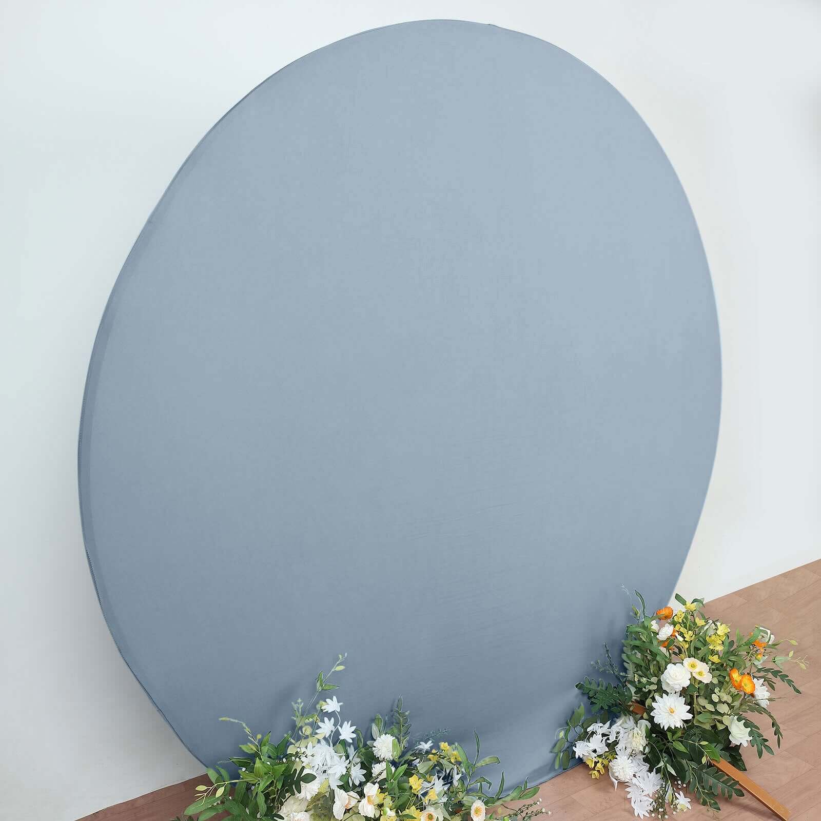 7.5ft Matte Dusty Blue Round Spandex Fit Party Backdrop Stand Cover