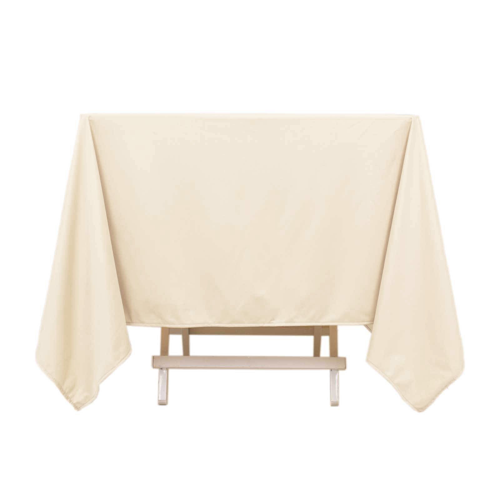 Premium Scuba Square 70x70 Tablecloth Beige - Wrinkle Free & Stain Resistant Table Cover