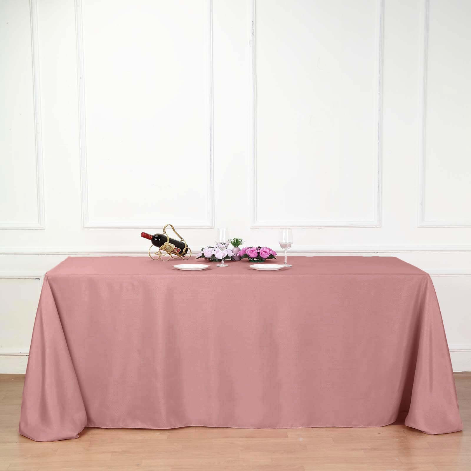 Polyester 90x156 Rectangle Tablecloth Dusty Rose - Seamless Wrinkle-Resistant Table Cover