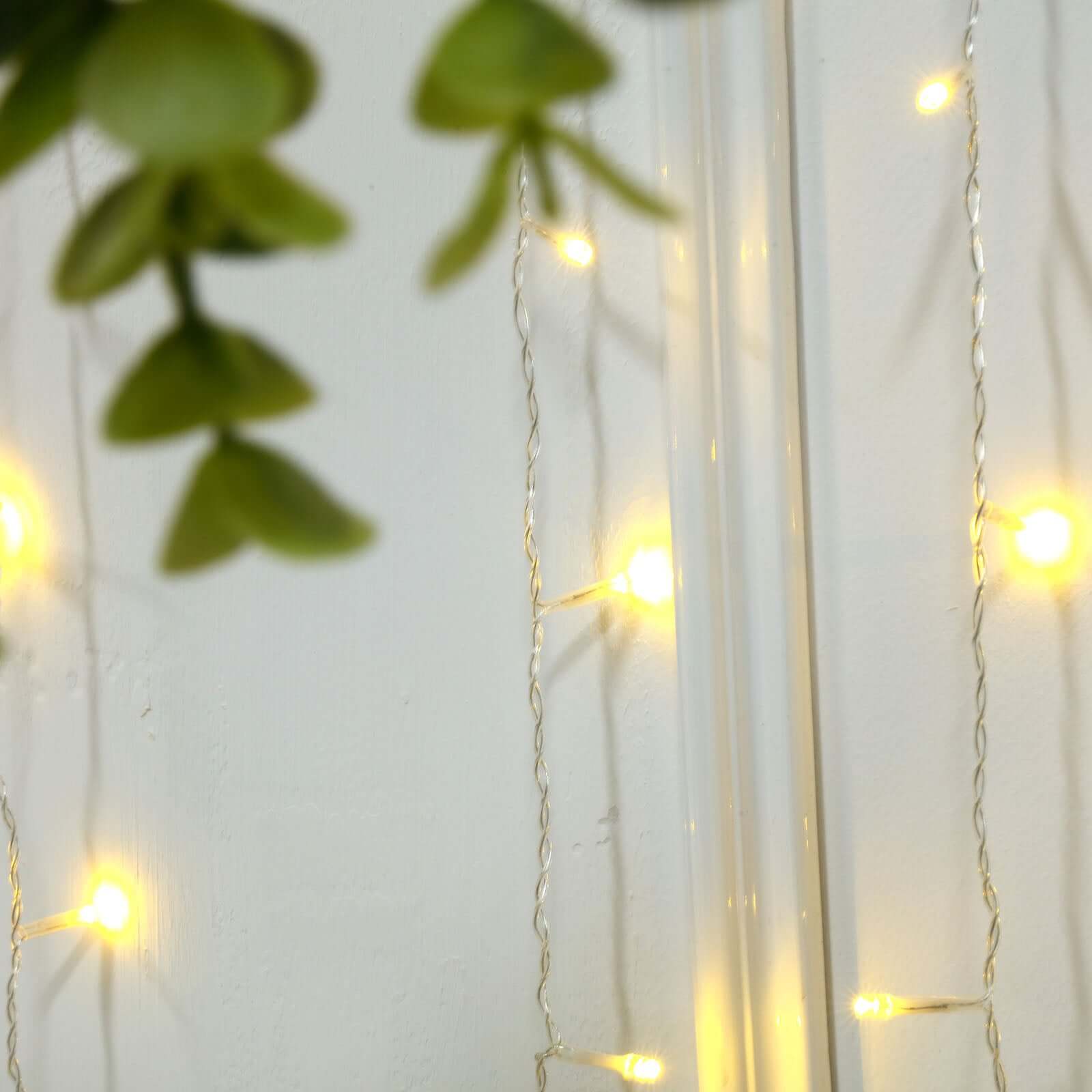 5ftx8ft Warm White 192 LED Icicle Curtain Fairy String Lights with 8 Modes