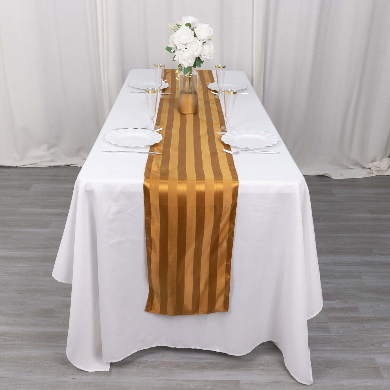 Satin 12x108 Table Runner Gold - Stripe Table Decor