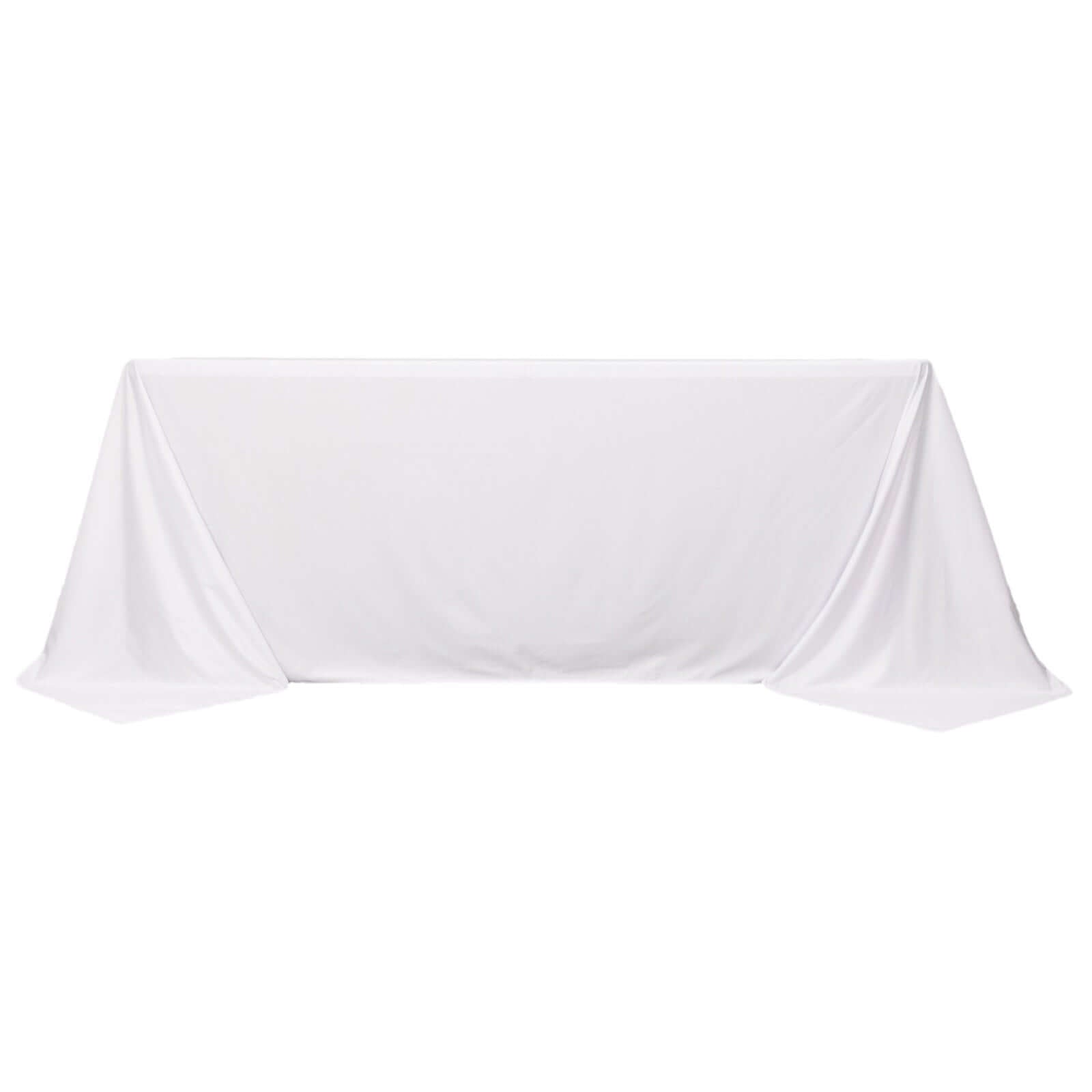 Premium Scuba Rectangular 90x132 Tablecloth White - Wrinkle Free, Stain Resistant & Seamless Table Cover for Weddings and Parties