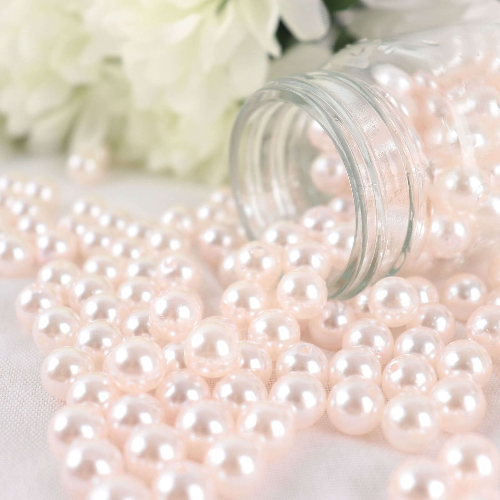 1000-Pack Faux Craft Pearl Beads Blush - Smooth Beads with Holes for Vase Filler Jewelry Making Bridal Accessories & Event Decor 10mm