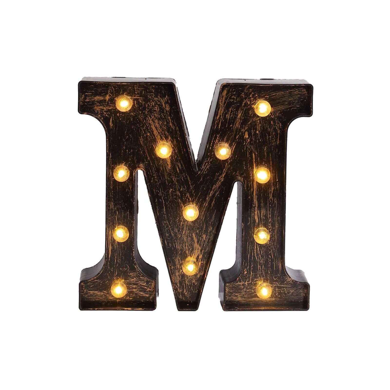 LED Marquee Letter M Industrial Style Antique Black - Light-Up Alphabet Sign for Weddings & Displays 9