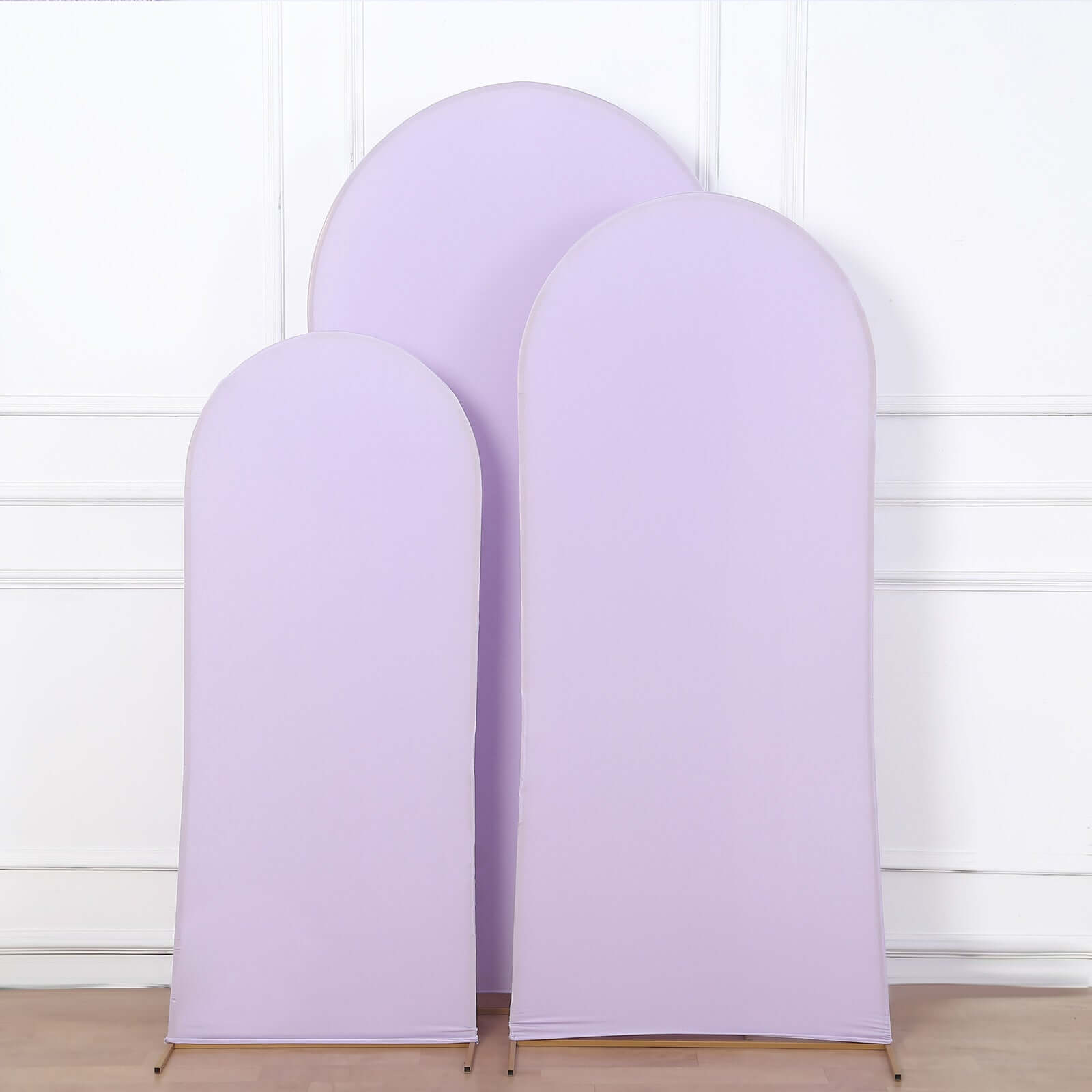 Set of 3 Matte Lavender Lilac Spandex Fitted Chiara Backdrop Stand Covers For Round Top Wedding Arch - 5ft, 6ft, 7ft