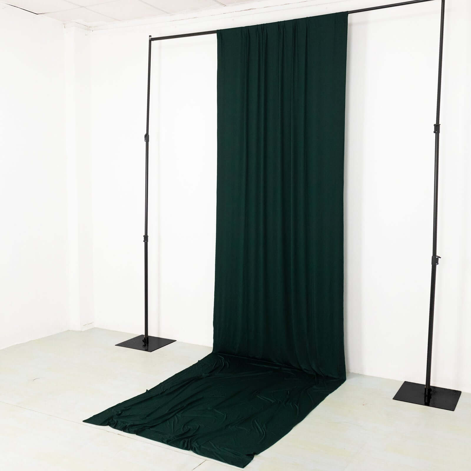 Hunter Emerald Green 4-Way Stretch Spandex Event Curtain Drapes, Wrinkle Free Backdrop Event Panel with Rod Pockets - 5ftx16ft