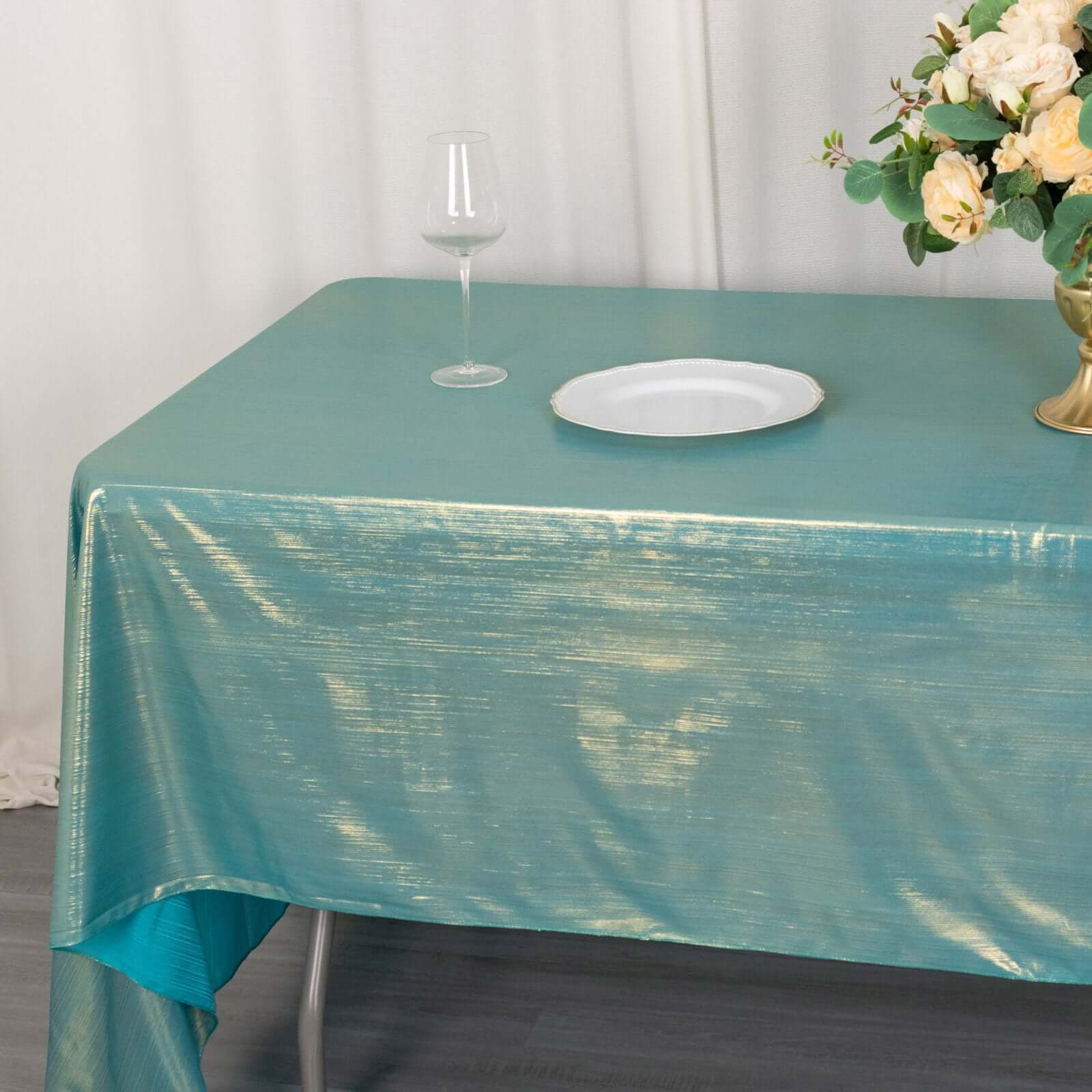 Sequin Dots Polyester 60x126 Rectangle Tablecloth Shimmering Turquoise - Wrinkle Free & Sparkling Table Cover