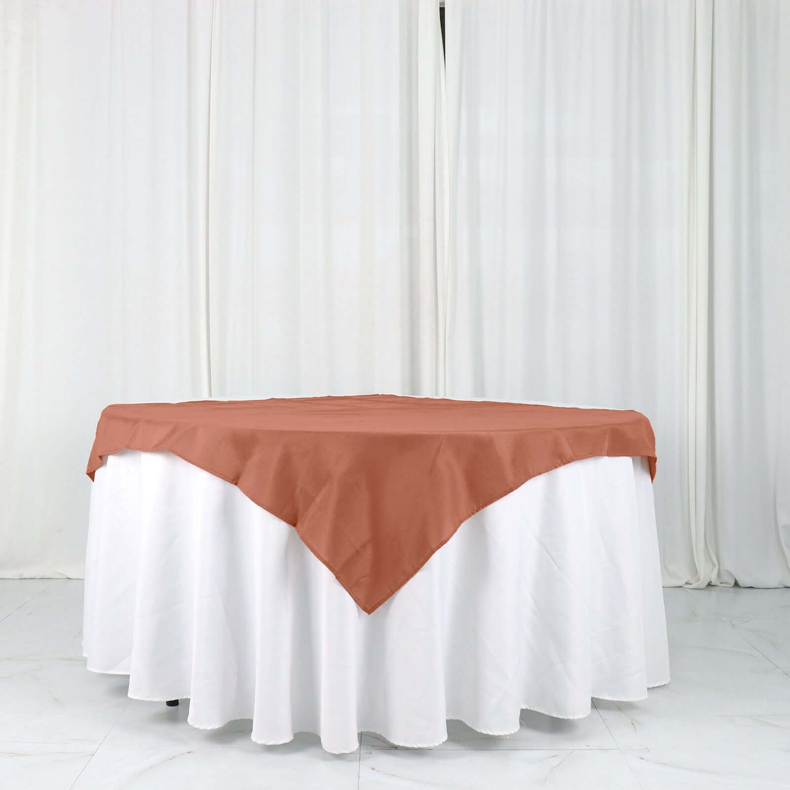 Polyester 54x54 Table Overlay Square Tablecloth Terracotta (Rust) - Wrinkle-Resistant & Durable Table Cover