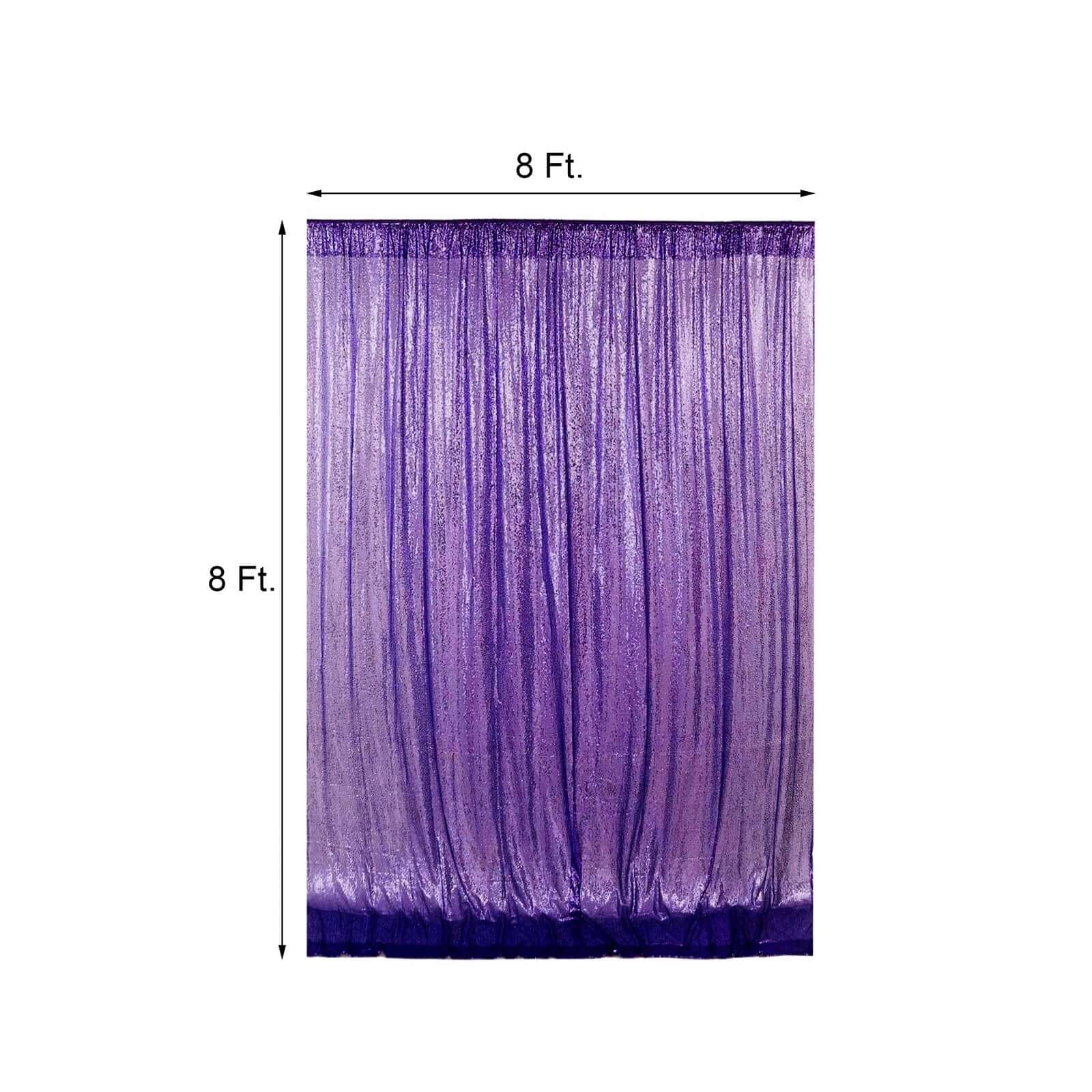 8ftx8ft Purple Sequin Event Curtain Drapes, Backdrop Event Panel