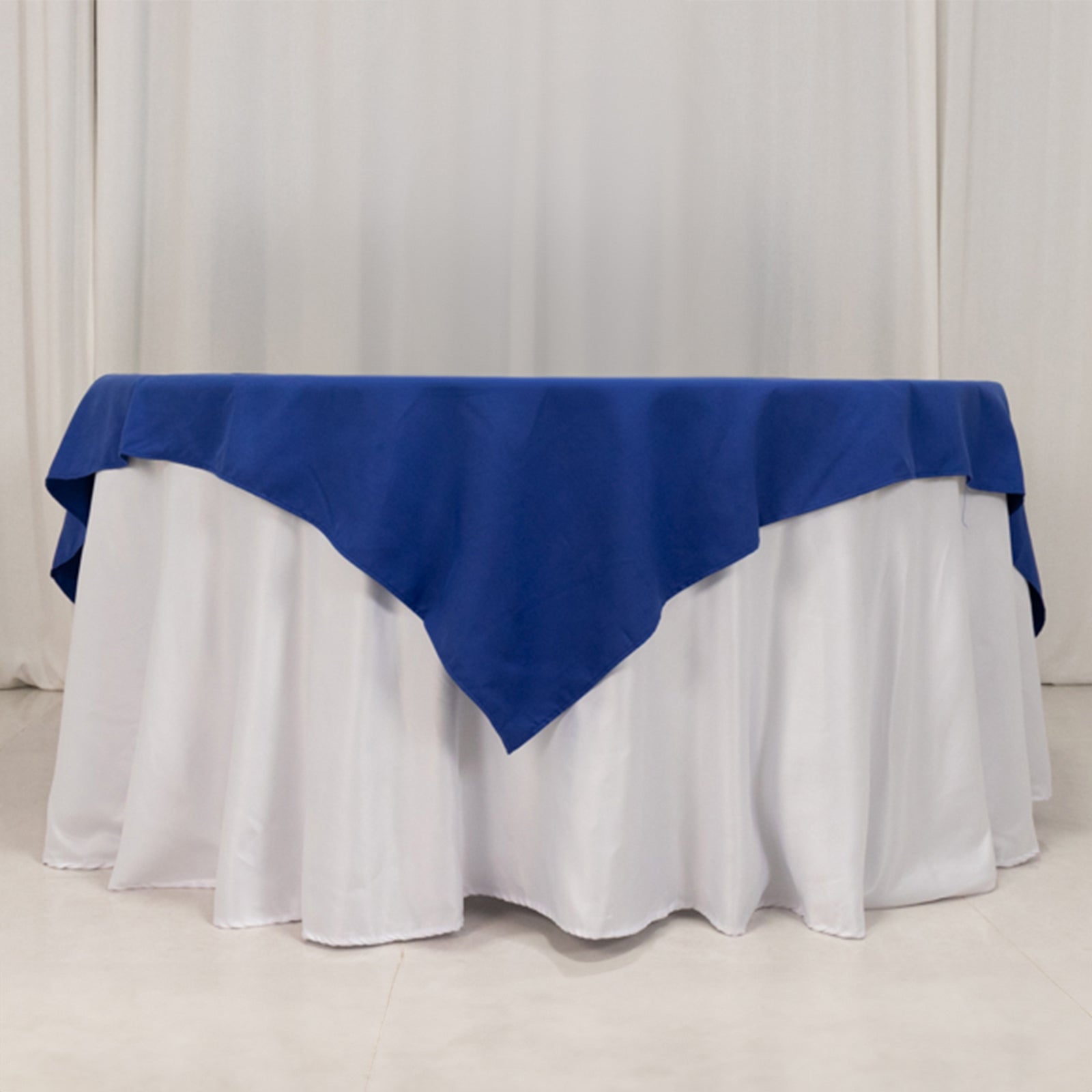 Cotton Blend 70x70 Table Overlay Square Tablecloth Royal - Wrinkle-Resistant Fabric Table Topper