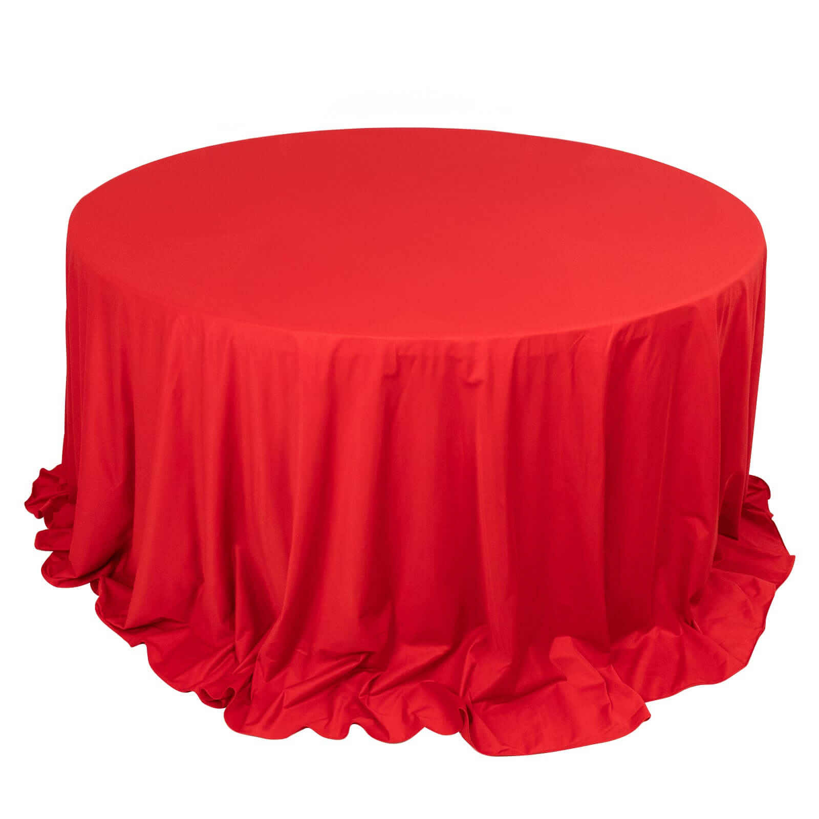 Premium Scuba Round 132 Tablecloth Red - Wrinkle Free & Stain Resistant Seamless Table Cover